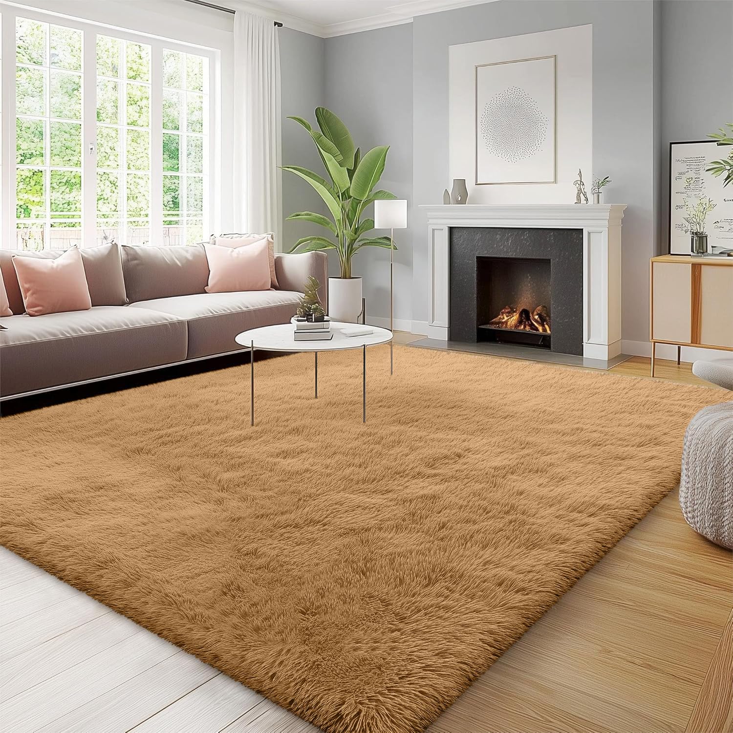 OLANLY Fluffy Area Rug for Living Room Bedroom, 5x8 Feet Soft Shaggy Non-Slip Carpet, Indoor Modern Plush Area Rugs for Kids Girls and Boys, Dorms, Nursery Rooms, Home Decor, Coffee - pokemaOLANLY Fluffy Area Rug for Living Room Bedroom, 5x8 Feet Soft Shaggy Non-Slip Carpet, Indoor Modern Plush Area Rugs for Kids Girls and Boys, Dorms, Nursery Rooms, Home Decor, Coffee