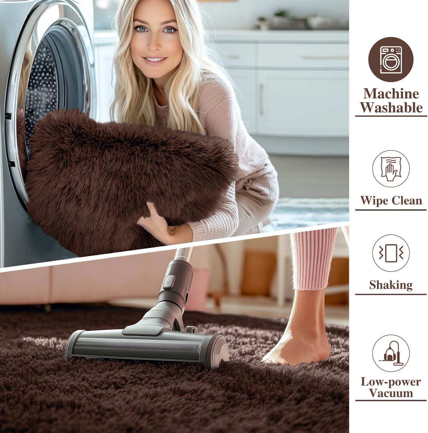 OLANLY Fluffy Area Rug for Living Room Bedroom, 5x8 Feet Soft Shaggy Non-Slip Carpet, Indoor Modern Plush Area Rugs for Kids Girls and Boys, Dorms, Nursery Rooms, Home Decor, Coffee - pokemaOLANLY Fluffy Area Rug for Living Room Bedroom, 5x8 Feet Soft Shaggy Non-Slip Carpet, Indoor Modern Plush Area Rugs for Kids Girls and Boys, Dorms, Nursery Rooms, Home Decor, Coffee