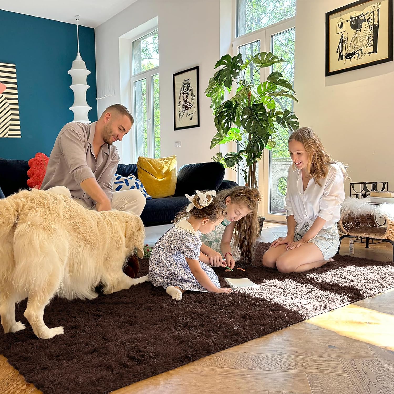 OLANLY Fluffy Area Rug for Living Room Bedroom, 5x8 Feet Soft Shaggy Non-Slip Carpet, Indoor Modern Plush Area Rugs for Kids Girls and Boys, Dorms, Nursery Rooms, Home Decor, Coffee - pokemaOLANLY Fluffy Area Rug for Living Room Bedroom, 5x8 Feet Soft Shaggy Non-Slip Carpet, Indoor Modern Plush Area Rugs for Kids Girls and Boys, Dorms, Nursery Rooms, Home Decor, Coffee