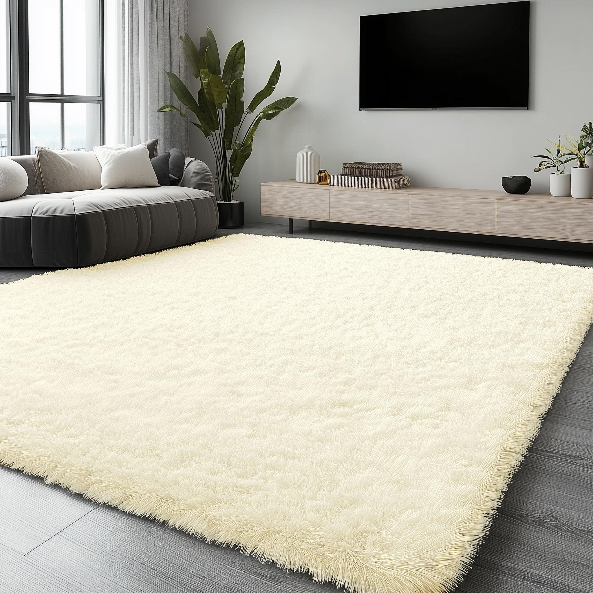 OLANLY Fluffy Area Rug for Living Room Bedroom, 5x8 Feet Soft Shaggy Non-Slip Carpet, Indoor Modern Plush Area Rugs for Kids Girls and Boys, Dorms, Nursery Rooms, Home Decor, Coffee - pokemaOLANLY Fluffy Area Rug for Living Room Bedroom, 5x8 Feet Soft Shaggy Non-Slip Carpet, Indoor Modern Plush Area Rugs for Kids Girls and Boys, Dorms, Nursery Rooms, Home Decor, Coffee