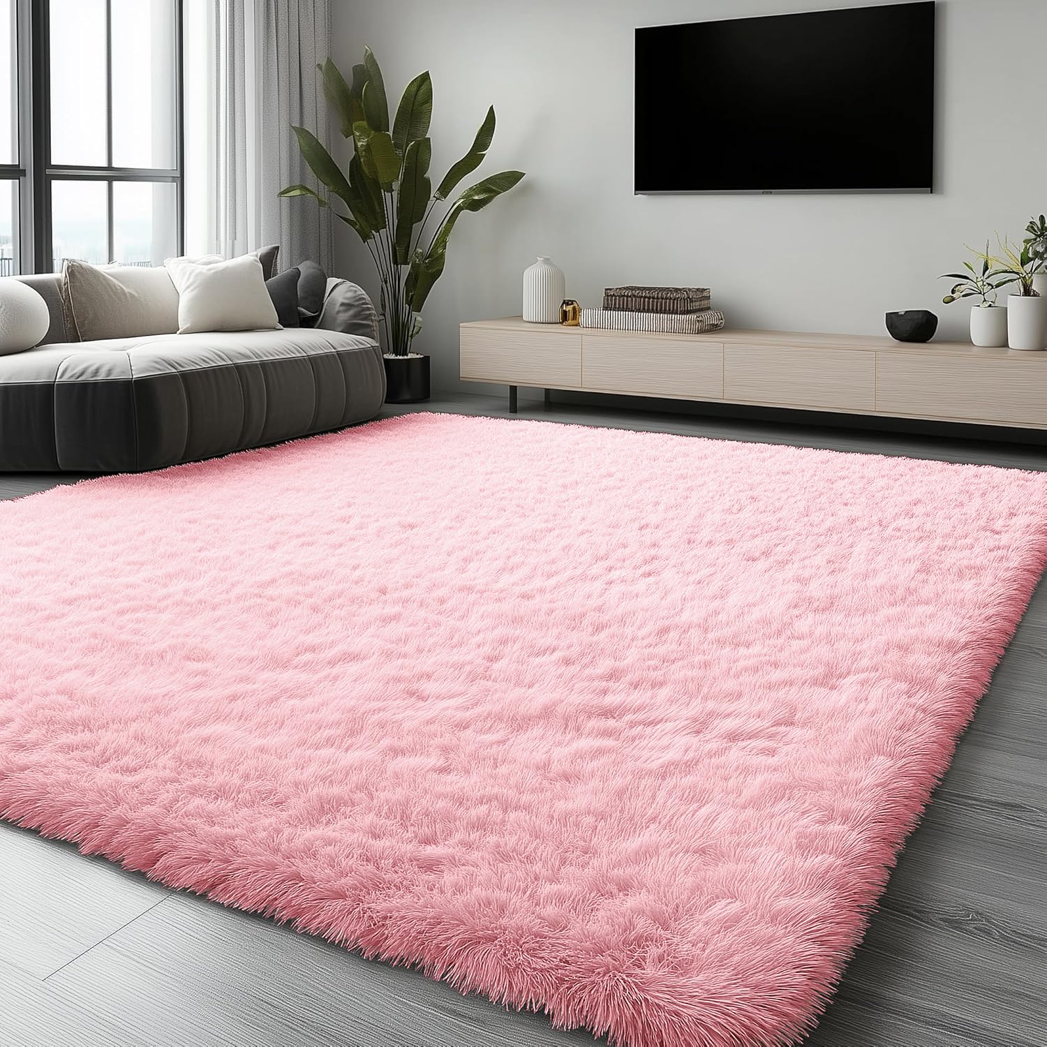 OLANLY Fluffy Area Rug for Living Room Bedroom, 5x8 Feet Soft Shaggy Non-Slip Carpet, Indoor Modern Plush Area Rugs for Kids Girls and Boys, Dorms, Nursery Rooms, Home Decor, Coffee - pokemaOLANLY Fluffy Area Rug for Living Room Bedroom, 5x8 Feet Soft Shaggy Non-Slip Carpet, Indoor Modern Plush Area Rugs for Kids Girls and Boys, Dorms, Nursery Rooms, Home Decor, Coffee