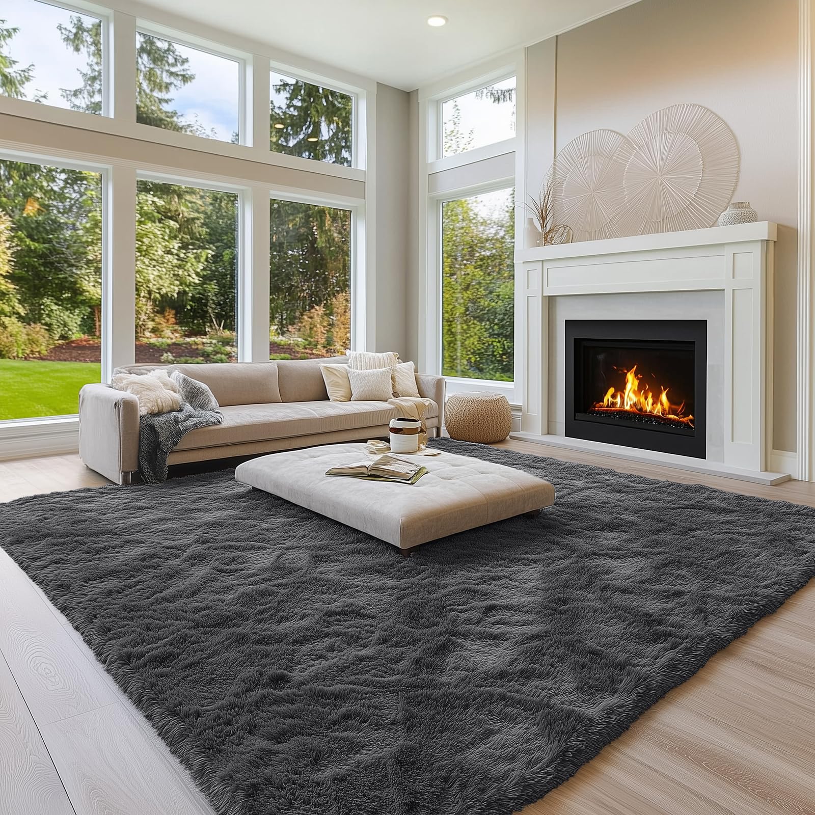 OLANLY Fluffy Area Rug for Living Room Bedroom, 5x8 Feet Soft Shaggy Non-Slip Carpet, Indoor Modern Plush Area Rugs for Kids Girls and Boys, Dorms, Nursery Rooms, Home Decor, Coffee - pokemaOLANLY Fluffy Area Rug for Living Room Bedroom, 5x8 Feet Soft Shaggy Non-Slip Carpet, Indoor Modern Plush Area Rugs for Kids Girls and Boys, Dorms, Nursery Rooms, Home Decor, Coffee