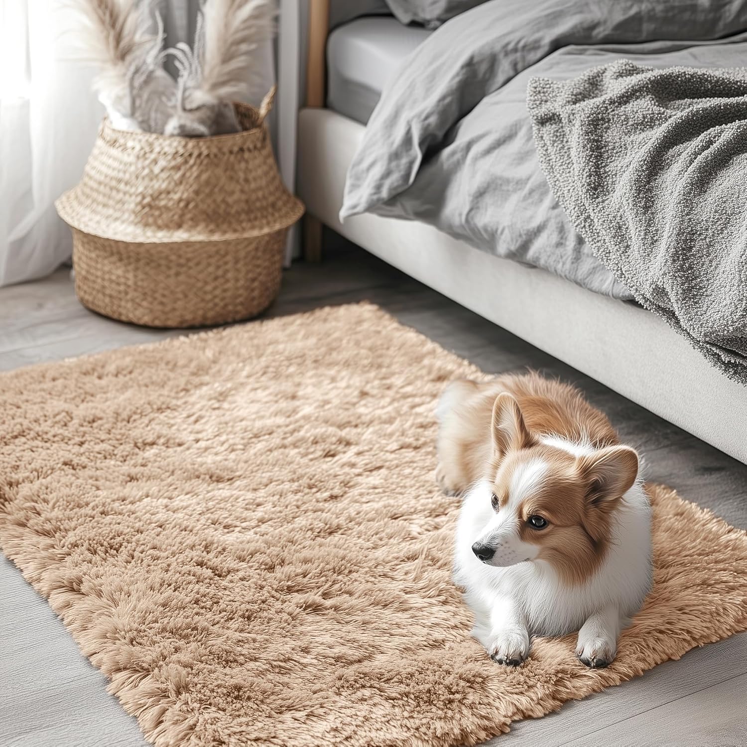 OLANLY Fluffy Area Rug for Living Room Bedroom, 5x8 Feet Soft Shaggy Non-Slip Carpet, Indoor Modern Plush Area Rugs for Kids Girls and Boys, Dorms, Nursery Rooms, Home Decor, Coffee - pokemaOLANLY Fluffy Area Rug for Living Room Bedroom, 5x8 Feet Soft Shaggy Non-Slip Carpet, Indoor Modern Plush Area Rugs for Kids Girls and Boys, Dorms, Nursery Rooms, Home Decor, Coffee