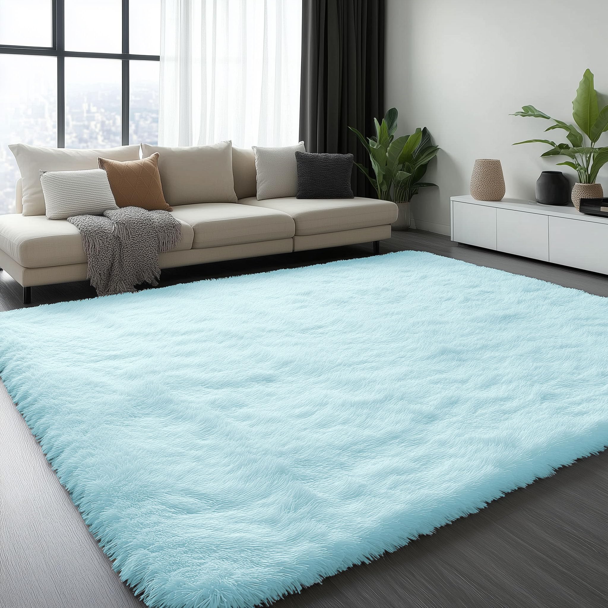 OLANLY Fluffy Area Rug for Living Room Bedroom, 5x8 Feet Soft Shaggy Non-Slip Carpet, Indoor Modern Plush Area Rugs for Kids Girls and Boys, Dorms, Nursery Rooms, Home Decor, Coffee - pokemaOLANLY Fluffy Area Rug for Living Room Bedroom, 5x8 Feet Soft Shaggy Non-Slip Carpet, Indoor Modern Plush Area Rugs for Kids Girls and Boys, Dorms, Nursery Rooms, Home Decor, Coffee