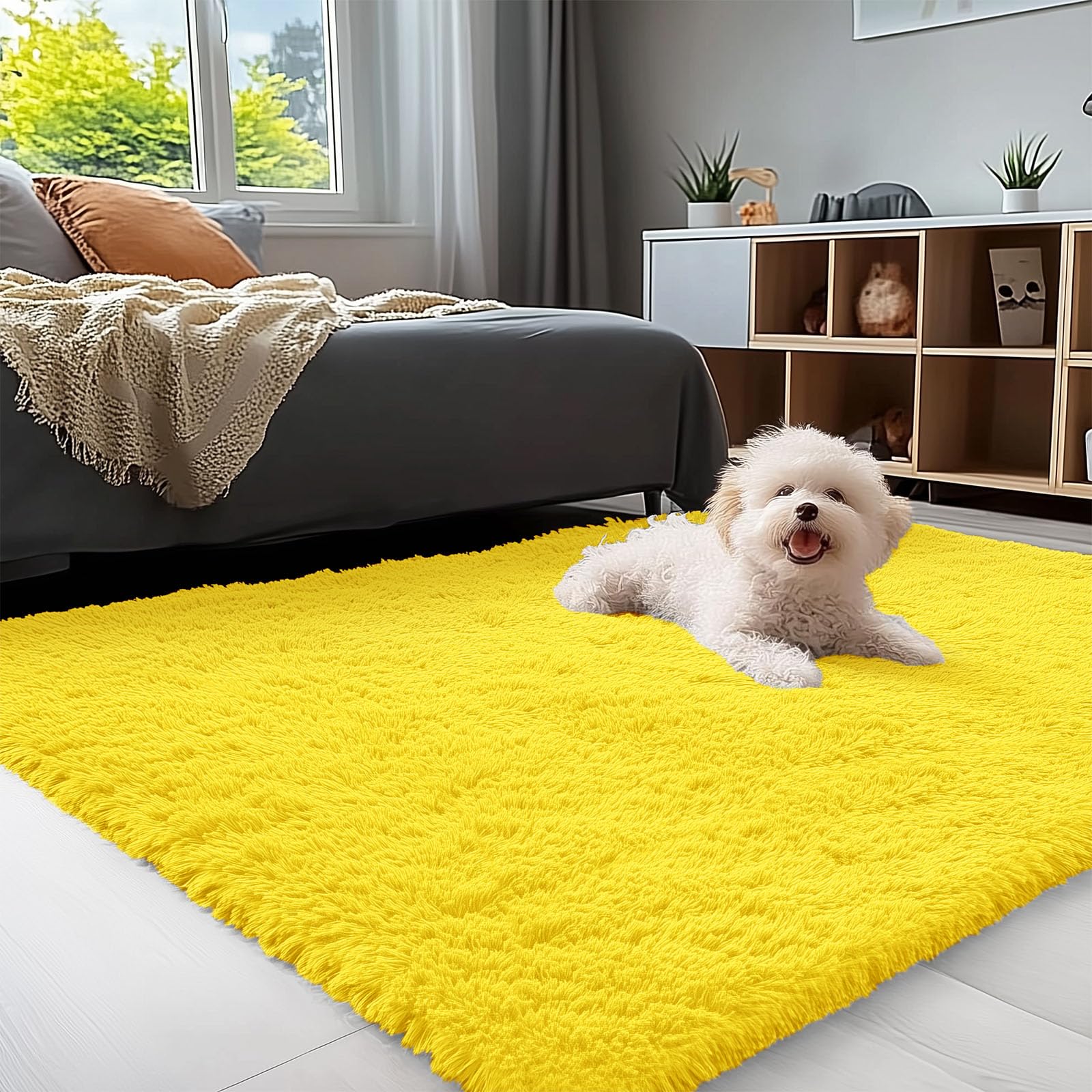 OLANLY Fluffy Area Rug for Living Room Bedroom, 5x8 Feet Soft Shaggy Non-Slip Carpet, Indoor Modern Plush Area Rugs for Kids Girls and Boys, Dorms, Nursery Rooms, Home Decor, Coffee - pokemaOLANLY Fluffy Area Rug for Living Room Bedroom, 5x8 Feet Soft Shaggy Non-Slip Carpet, Indoor Modern Plush Area Rugs for Kids Girls and Boys, Dorms, Nursery Rooms, Home Decor, Coffee