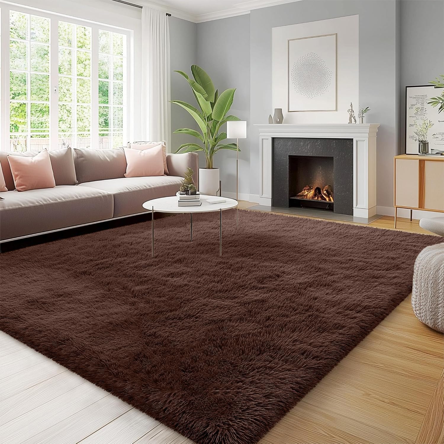 OLANLY Fluffy Area Rug for Living Room Bedroom, 5x8 Feet Soft Shaggy Non-Slip Carpet, Indoor Modern Plush Area Rugs for Kids Girls and Boys, Dorms, Nursery Rooms, Home Decor, Coffee - pokemaOLANLY Fluffy Area Rug for Living Room Bedroom, 5x8 Feet Soft Shaggy Non-Slip Carpet, Indoor Modern Plush Area Rugs for Kids Girls and Boys, Dorms, Nursery Rooms, Home Decor, Coffee