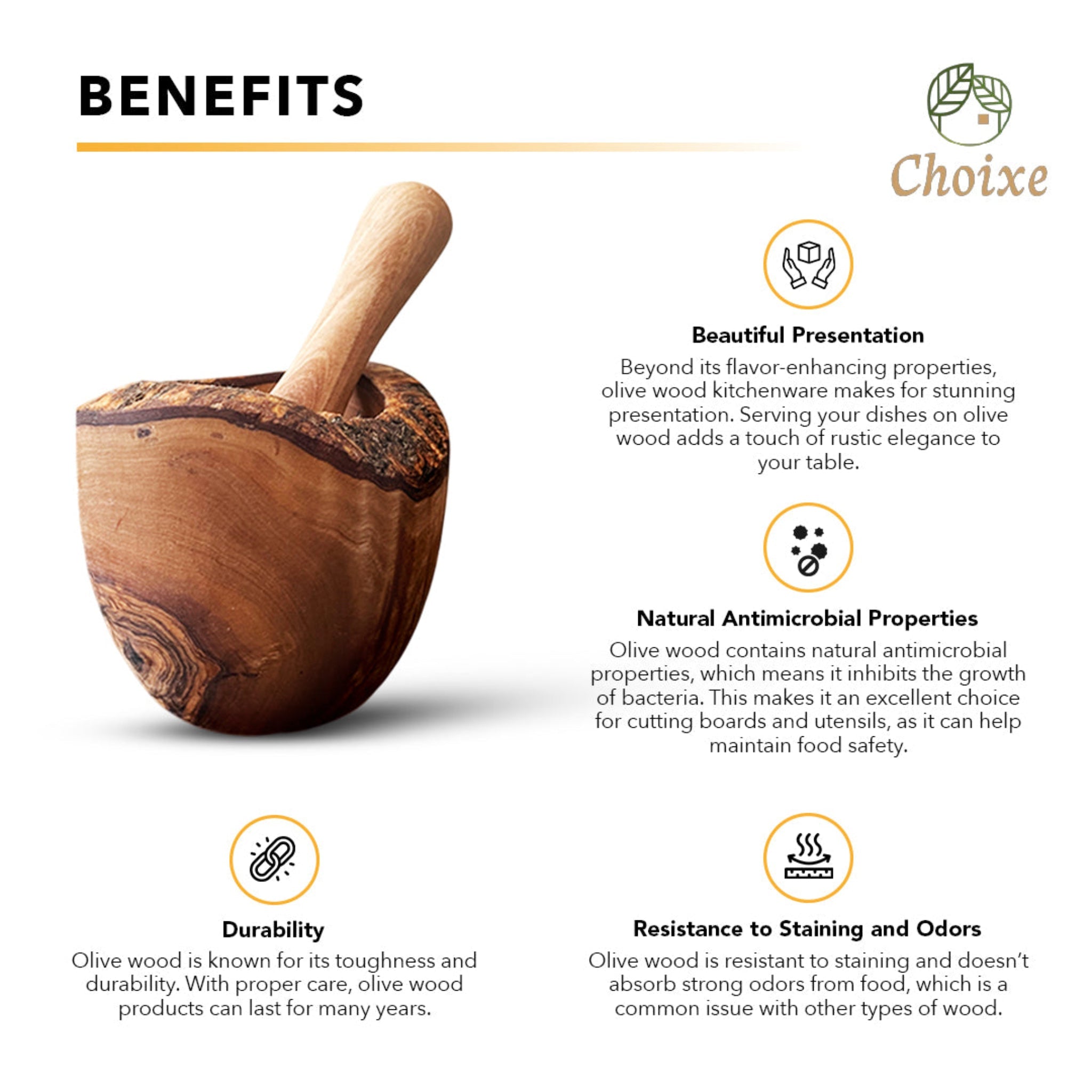 Olive Wood Rustic Mortar and Pestle - pokemaOlive Wood Rustic Mortar and Pestle