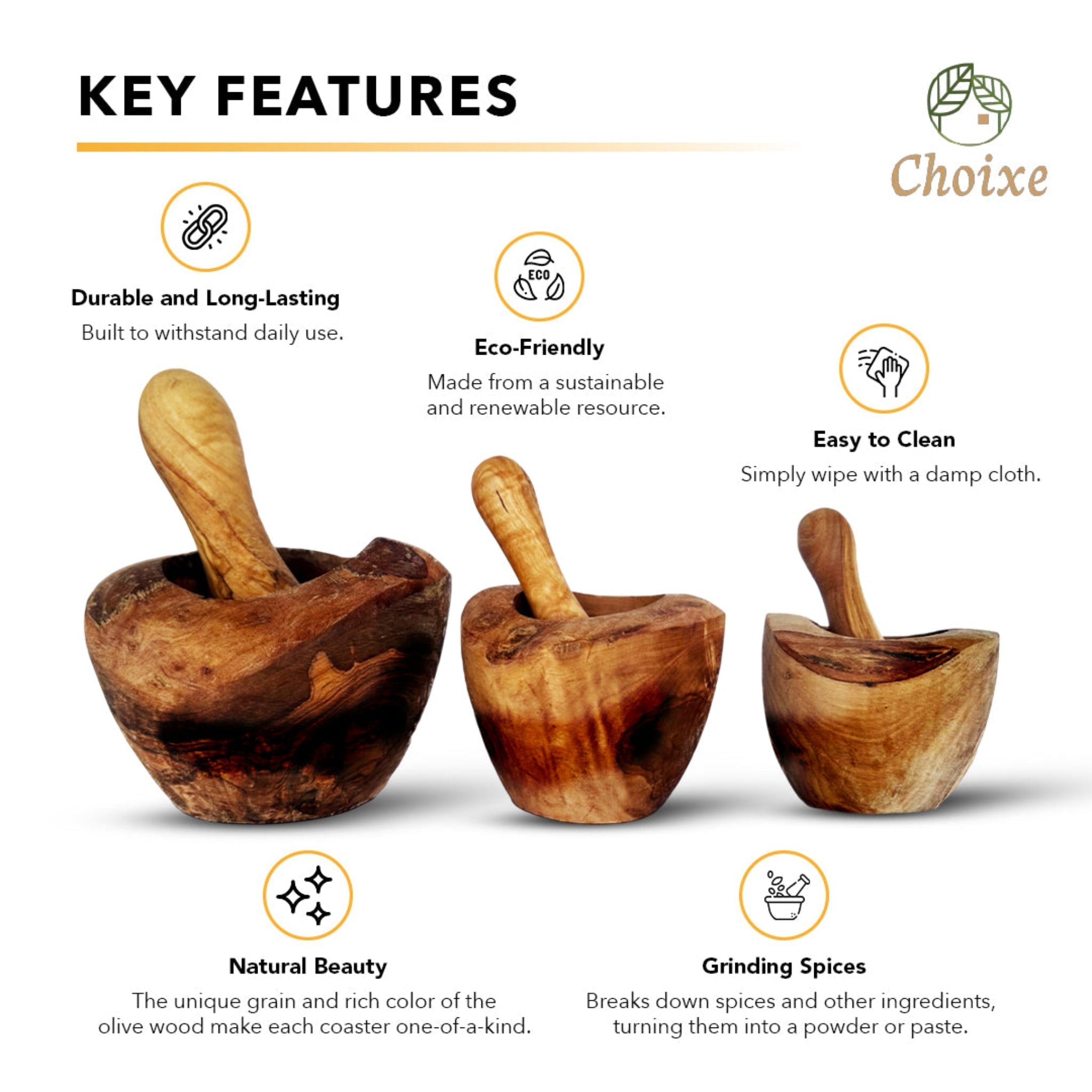 Olive Wood Rustic Mortar and Pestle - pokemaOlive Wood Rustic Mortar and Pestle