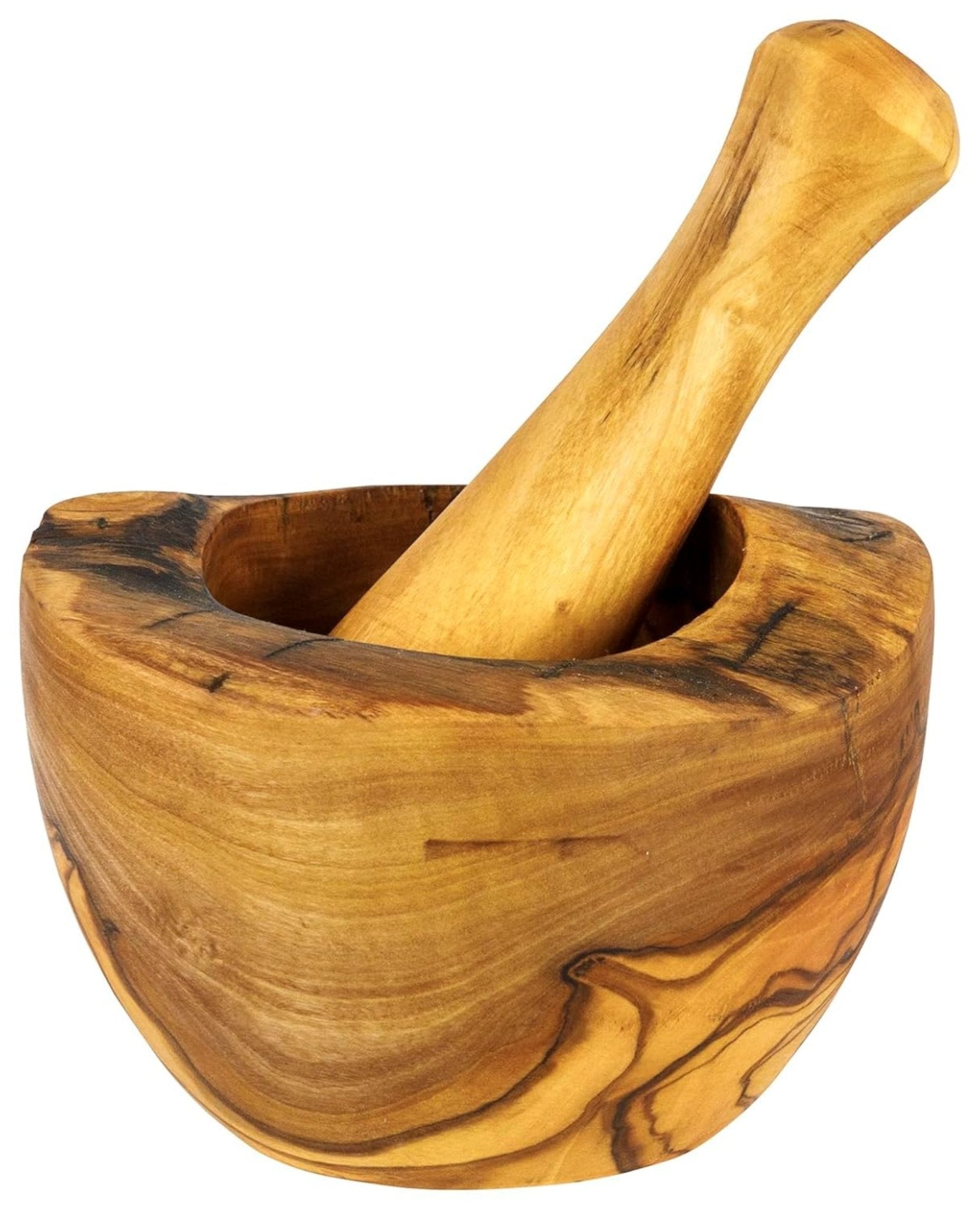 Olive Wood Rustic Mortar and Pestle - pokemaOlive Wood Rustic Mortar and Pestle