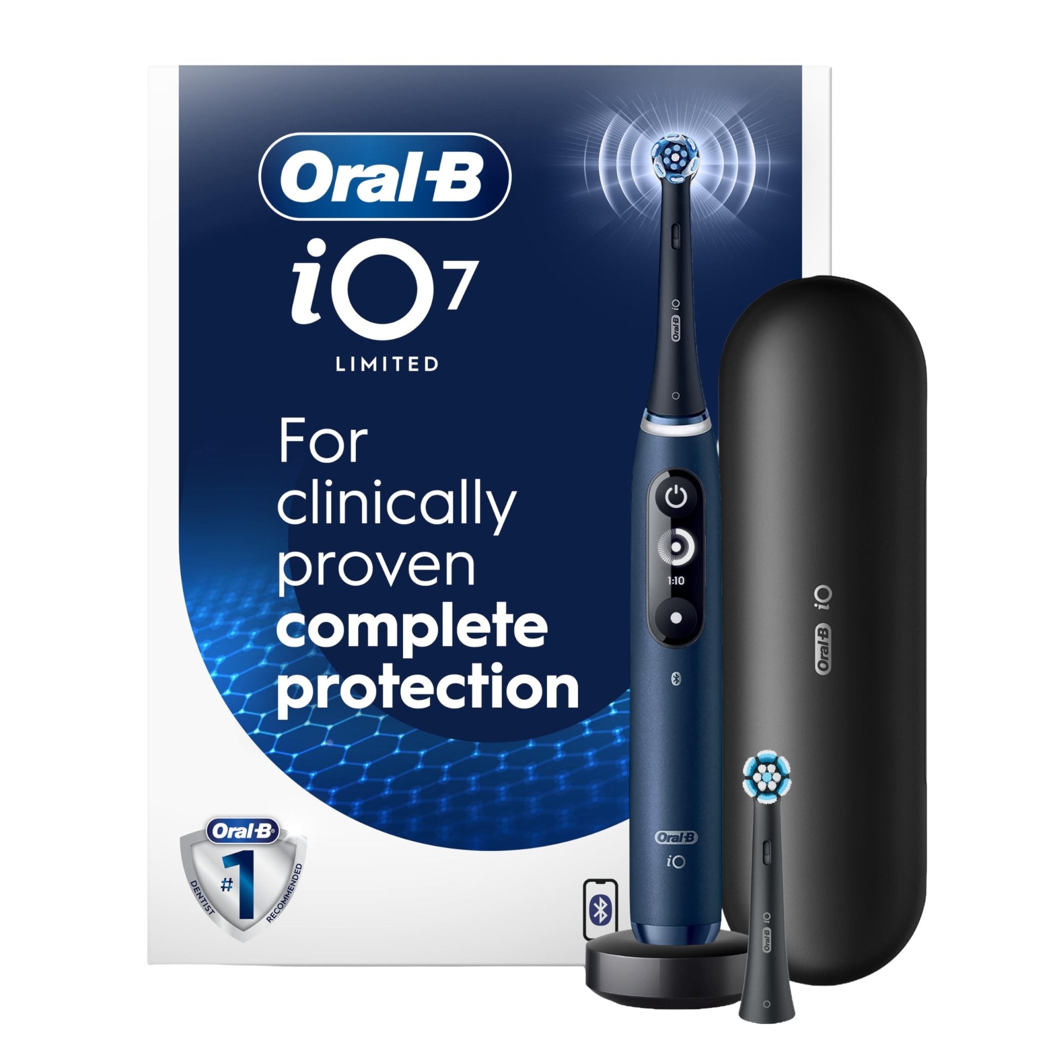 Oral-B iO Deep Clean + Protect Rechargeable Electric Toothbrush, Black with Visible Pressure Sensor, 5 Cleaning Settings, 2 Min Timer, a iO Series 7 Toothbrush, 2 Replacement Brush Heads, and Charging Travel Case - pokemaOral-B iO Deep Clean + Protect Rechargeable Electric Toothbrush, Black with Visible Pressure Sensor, 5 Cleaning Settings, 2 Min Timer, a iO Series 7 Toothbrush, 2 Replacement Brush Heads, and Charging Travel Case