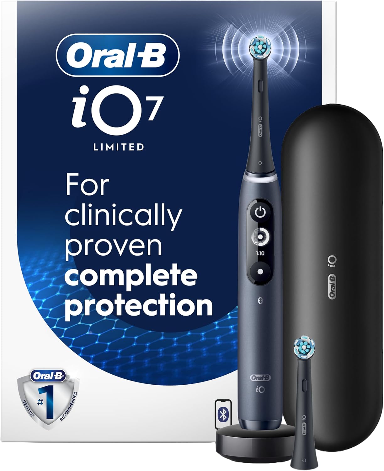 Oral-B iO Deep Clean + Protect Rechargeable Electric Toothbrush, Black with Visible Pressure Sensor, 5 Cleaning Settings, 2 Min Timer, a iO Series 7 Toothbrush, 2 Replacement Brush Heads, and Charging Travel Case - pokemaOral-B iO Deep Clean + Protect Rechargeable Electric Toothbrush, Black with Visible Pressure Sensor, 5 Cleaning Settings, 2 Min Timer, a iO Series 7 Toothbrush, 2 Replacement Brush Heads, and Charging Travel Case