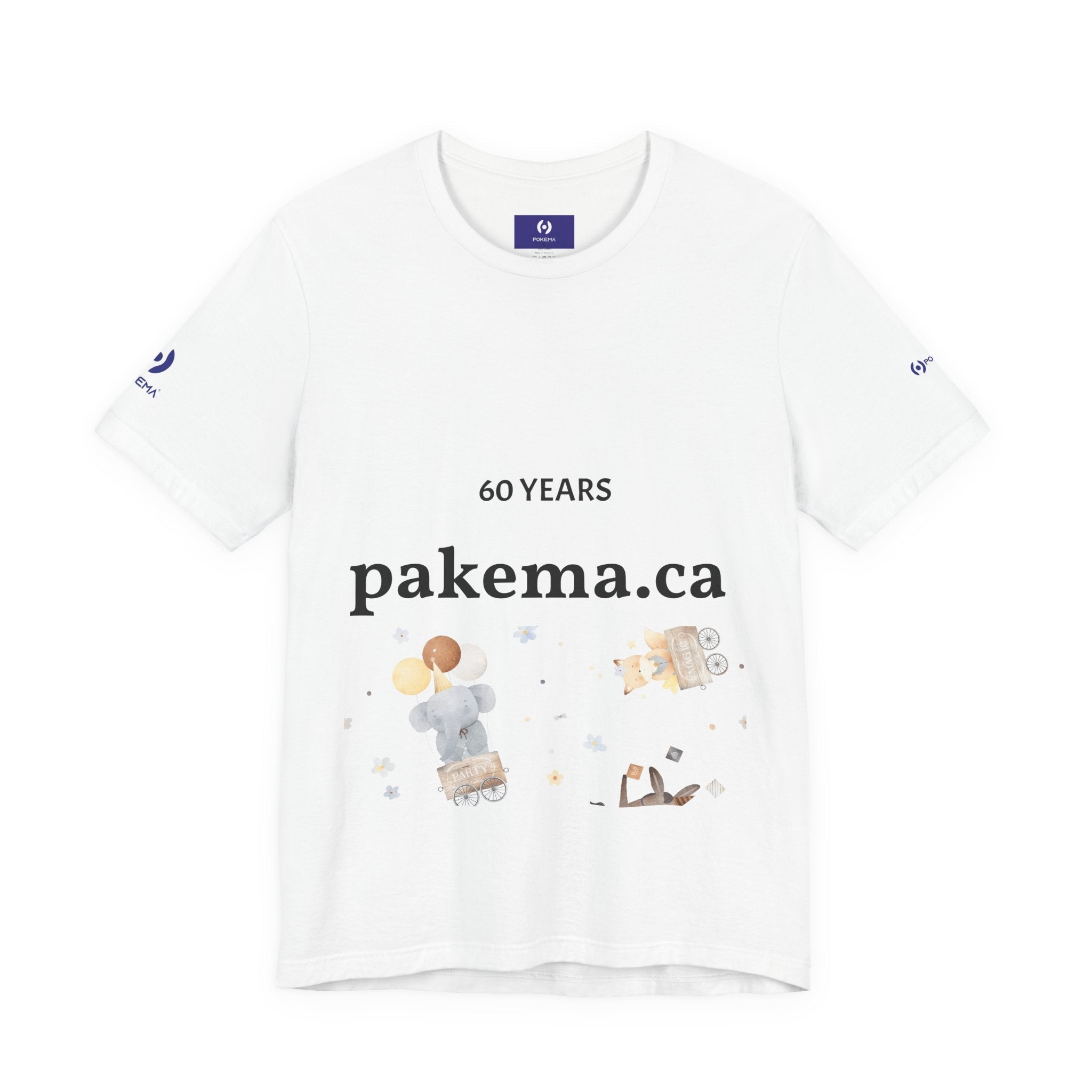 Pakema.ca 60 Years Commemorative Tee — Vintage Kids Illustration Anniversary T‑Shirt - pokemaPakema.ca 60 Years Commemorative Tee — Vintage Kids Illustration Anniversary T‑Shirt