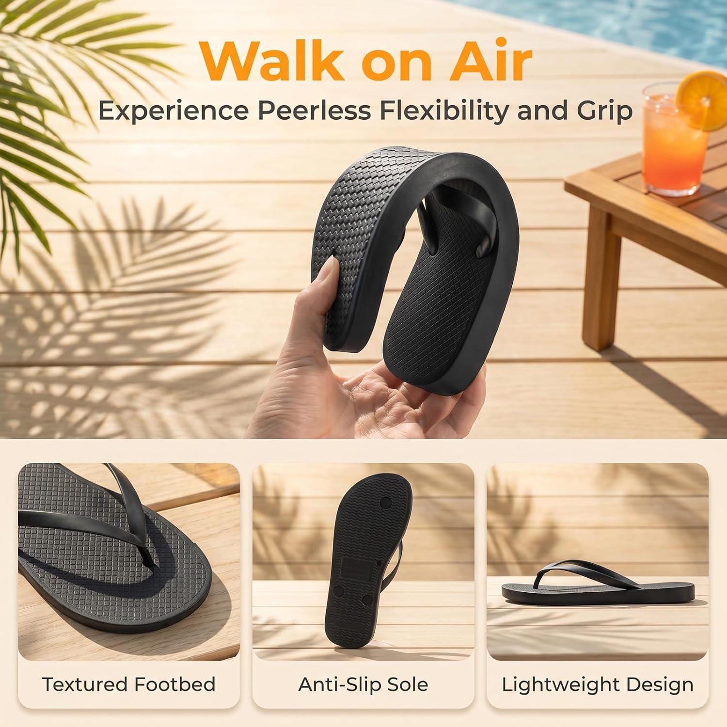 Pantoufles tongs pour homme et femme - Antidérapantes - Sandales de douche - Sandales d'été légères - Sandales de plage - Chaussures de marche - pokemaPantoufles tongs pour homme et femme - Antidérapantes - Sandales de douche - Sandales d'été légères - Sandales de plage - Chaussures de marche