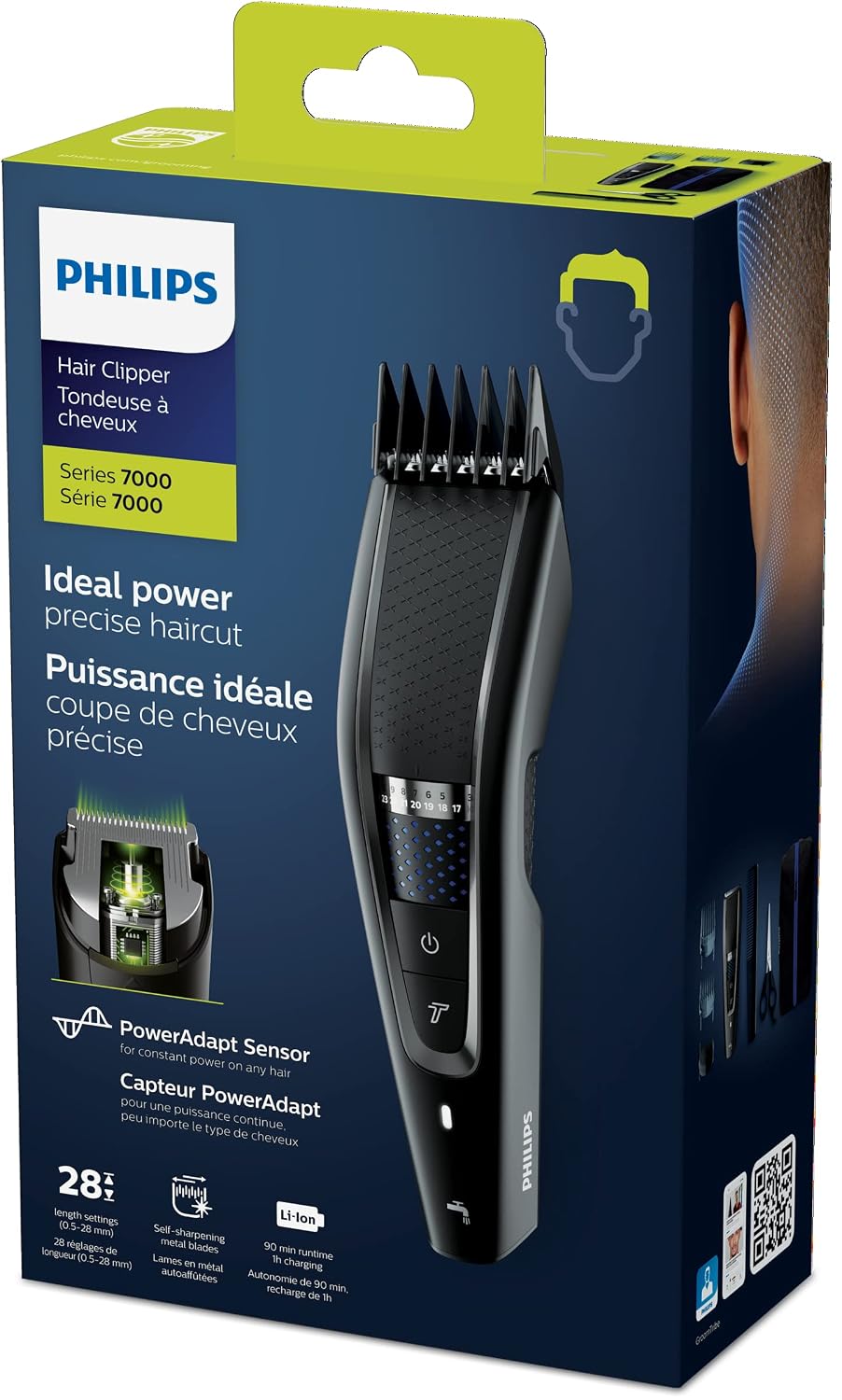 Philips Hair Clipper Series 7000, Washable Hair Clipper with DualCut Technology & 6 accessories, HC7650/14 - pokemaPhilips Hair Clipper Series 7000, Washable Hair Clipper with DualCut Technology & 6 accessories, HC7650/14
