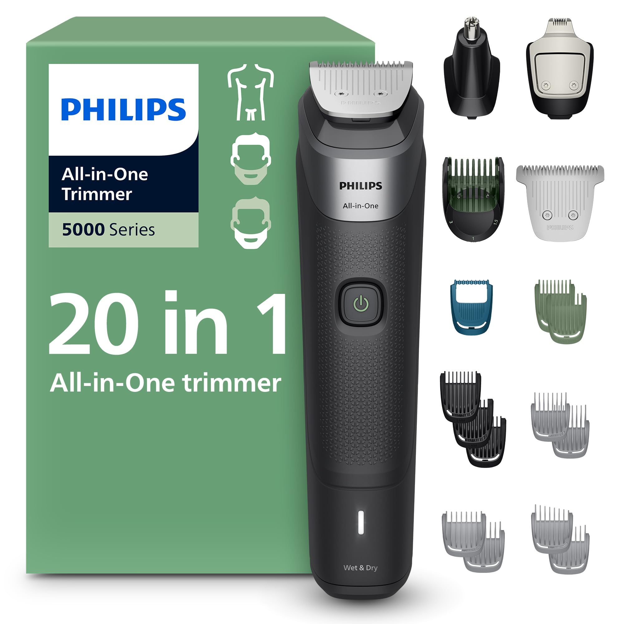 Philips Multigroom 7000 Series All-in-One 23-Piece Trimmer - Shaver and Clipper for Face, Head & Body, Self-sharpening Full Metal Blades, 24 Length Settings (0.5-16 mm), Model MG7963/28 - pokemaPhilips Multigroom 7000 Series All-in-One 23-Piece Trimmer - Shaver and Clipper for Face, Head & Body, Self-sharpening Full Metal Blades, 24 Length Settings (0.5-16 mm), Model MG7963/28