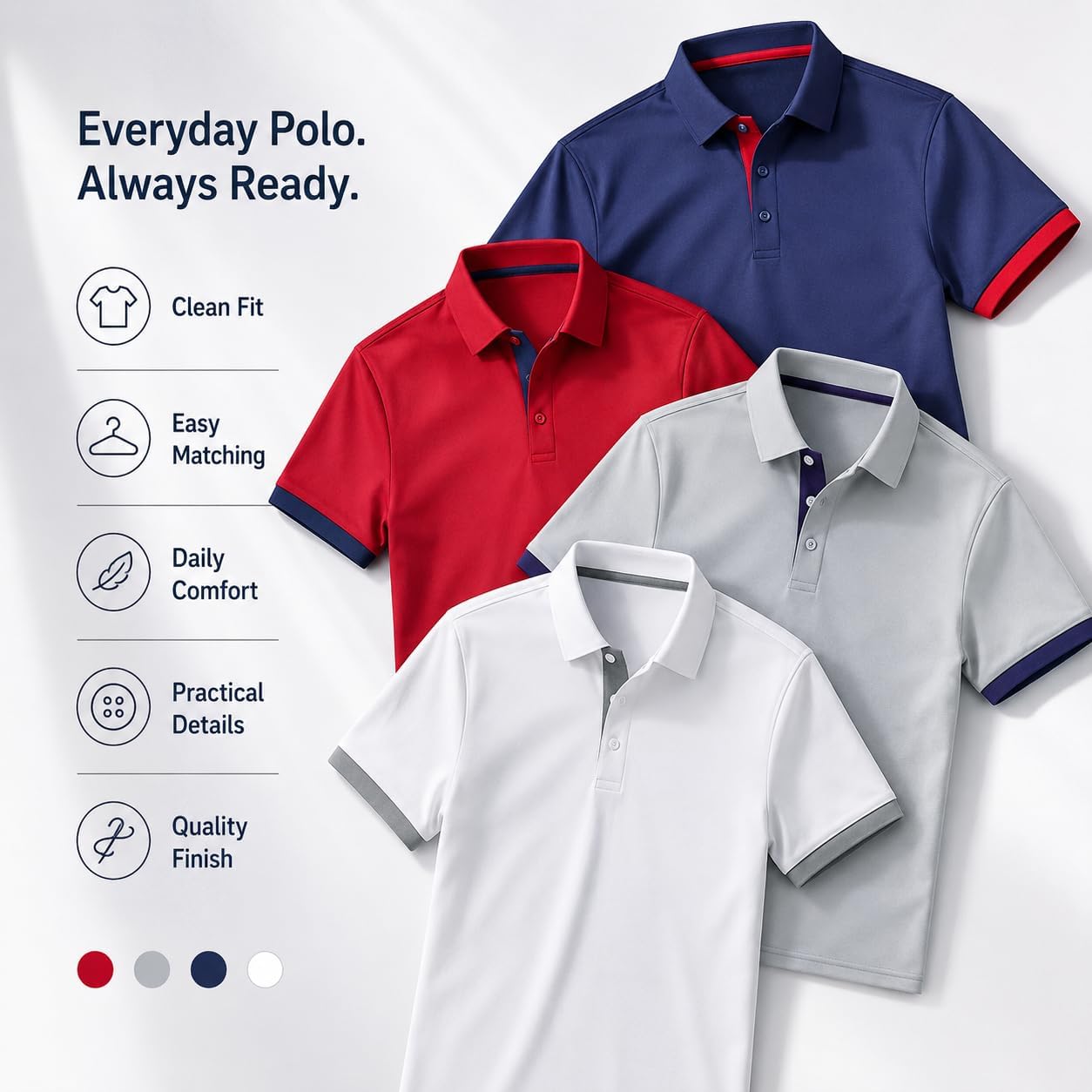 Polo d'été décontracté à manches courtes pour homme, design de couleur contrastée, 100 % polyester, séchage rapide et coupe confortable - pokemaPolo d'été décontracté à manches courtes pour homme, design de couleur contrastée, 100 % polyester, séchage rapide et coupe confortable