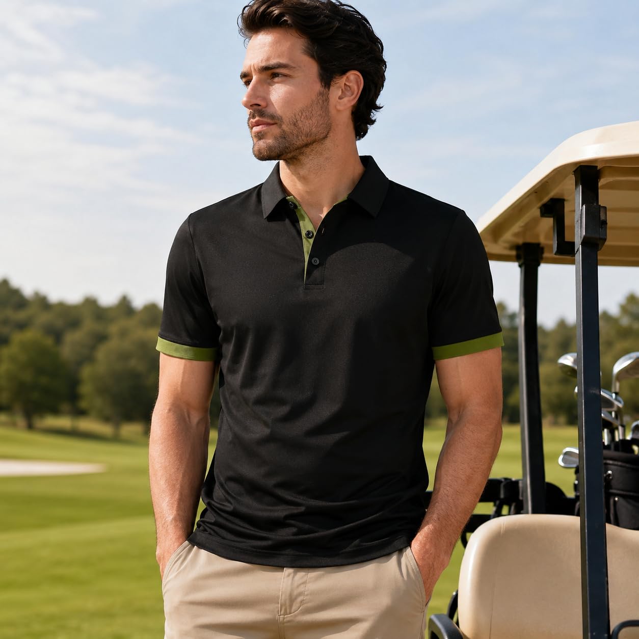 Polo d'été décontracté à manches courtes pour homme, design de couleur contrastée, 100 % polyester, séchage rapide et coupe confortable - pokemaPolo d'été décontracté à manches courtes pour homme, design de couleur contrastée, 100 % polyester, séchage rapide et coupe confortable