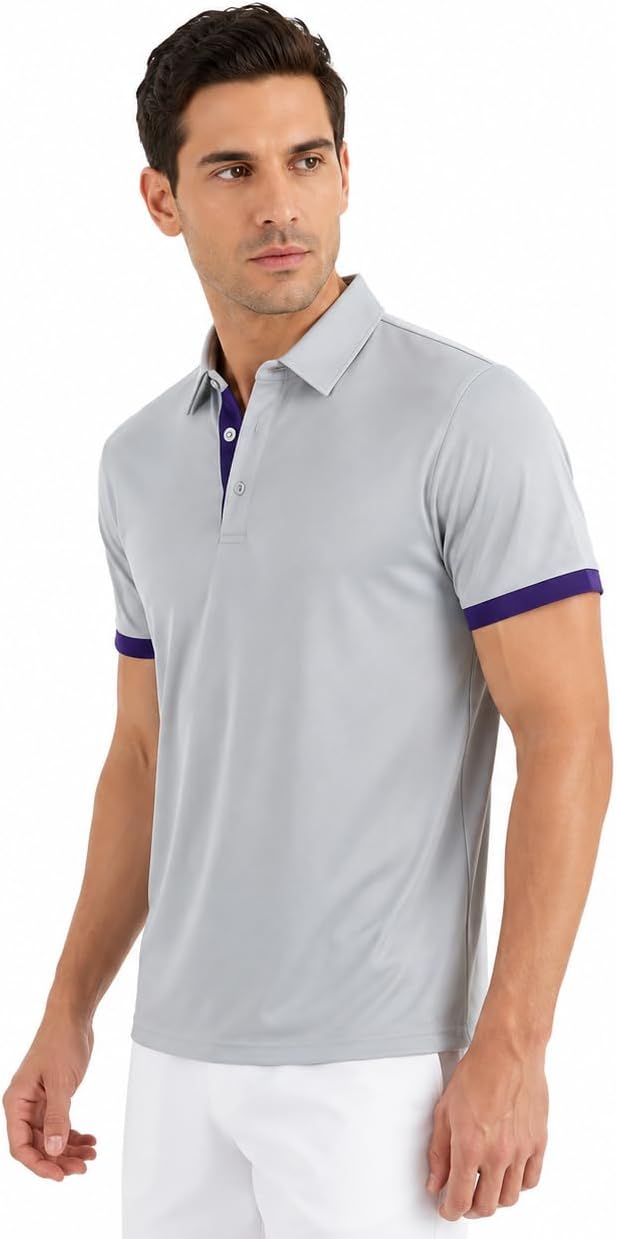Polo d'été décontracté à manches courtes pour homme, design de couleur contrastée, 100 % polyester, séchage rapide et coupe confortable - pokemaPolo d'été décontracté à manches courtes pour homme, design de couleur contrastée, 100 % polyester, séchage rapide et coupe confortable