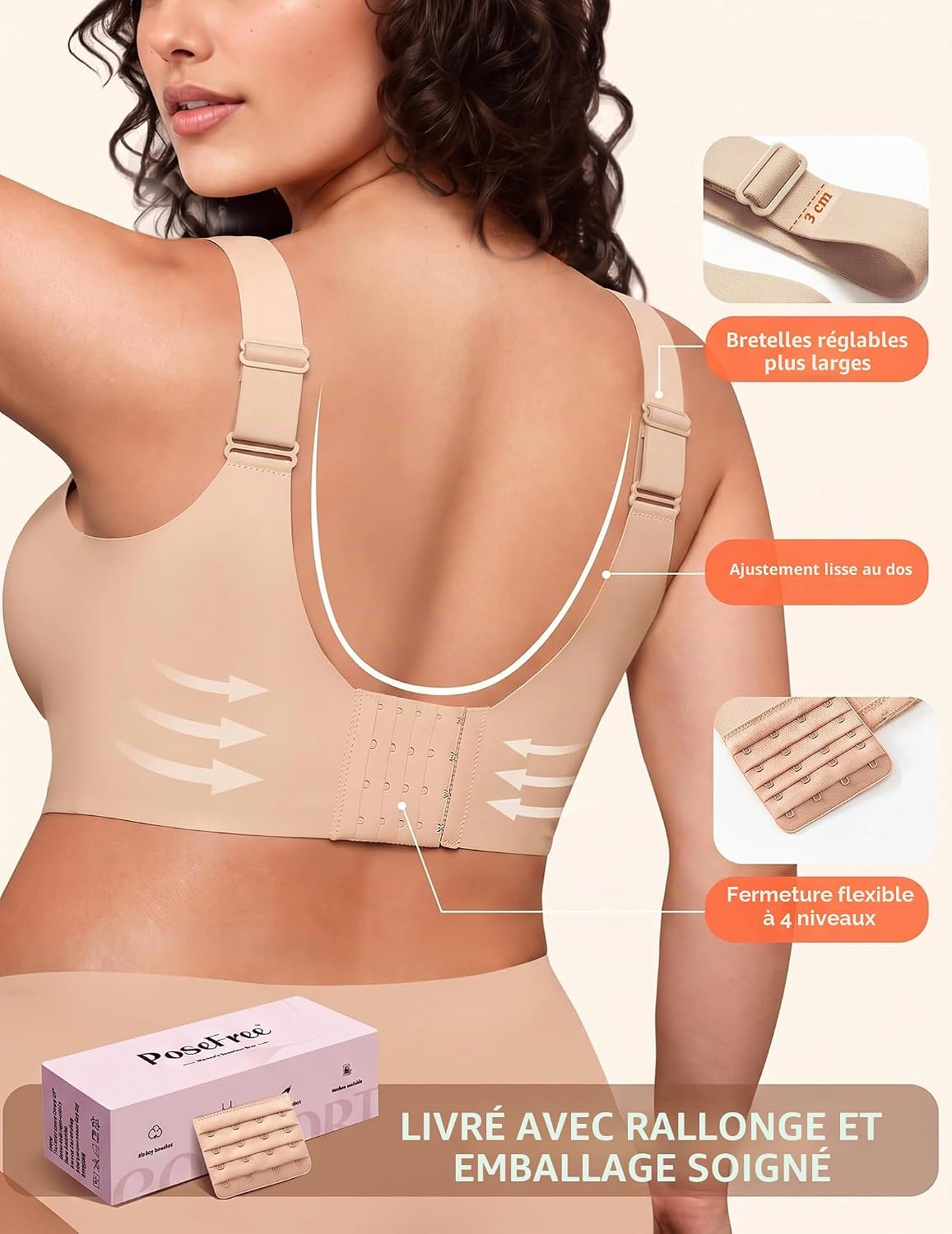 PoseFree Soutien-gorge Jelly pour femme sans couture - Soutien-gorge de soutien push-up confortable et doux - Couverture complète | No Underwire,Tshirt,Support&Lift,Push Up,Everyday,Breathable,Soft,Seamless,Bralettes,Back Smoothing,Older Women - pokemaPoseFree Soutien-gorge Jelly pour femme sans couture - Soutien-gorge de soutien push-up confortable et doux - Couverture complète | No Underwire,Tshirt,Support&Lift,Push Up,Everyday,Breathable,Soft,Seamless,Bralettes,Back Smoothing,Older Women