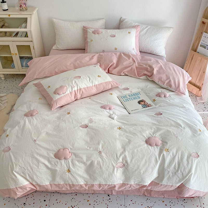 Princess Fengyun Flower Full Cotton Washed Home Textile Bed Sheet Four Piece Set - pokemaf16927d28264cdae4576ba0be7fac21d