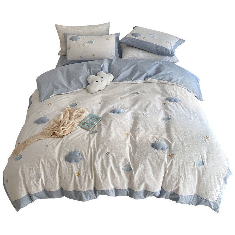 Princess Fengyun Flower Full Cotton Washed Home Textile Bed Sheet Four Piece Set - pokema75e358dc306552be3ebe396f09e87e3f