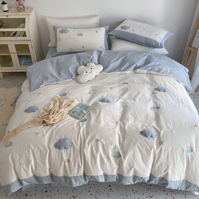 Princess Fengyun Flower Full Cotton Washed Home Textile Bed Sheet Four Piece Set - pokemad77adf9c092e94d76f240c54de7a4c1e