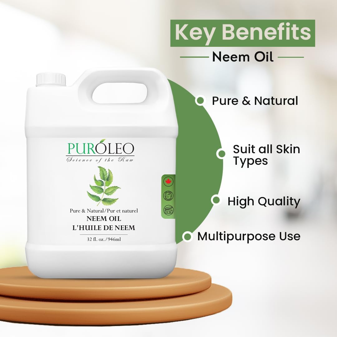 PUROLEO NEEM Oil 32 Fl Oz/946 ML (Packed In Canada) Pure and Natural Neem Oil for Multipurpose Use | Neem Oil extracted from NEEM Plante Chemical free Neem Oil Spray - pokemaPUROLEO NEEM Oil 32 Fl Oz/946 ML (Packed In Canada) Pure and Natural Neem Oil for Multipurpose Use | Neem Oil extracted from NEEM Plante Chemical free Neem Oil Spray