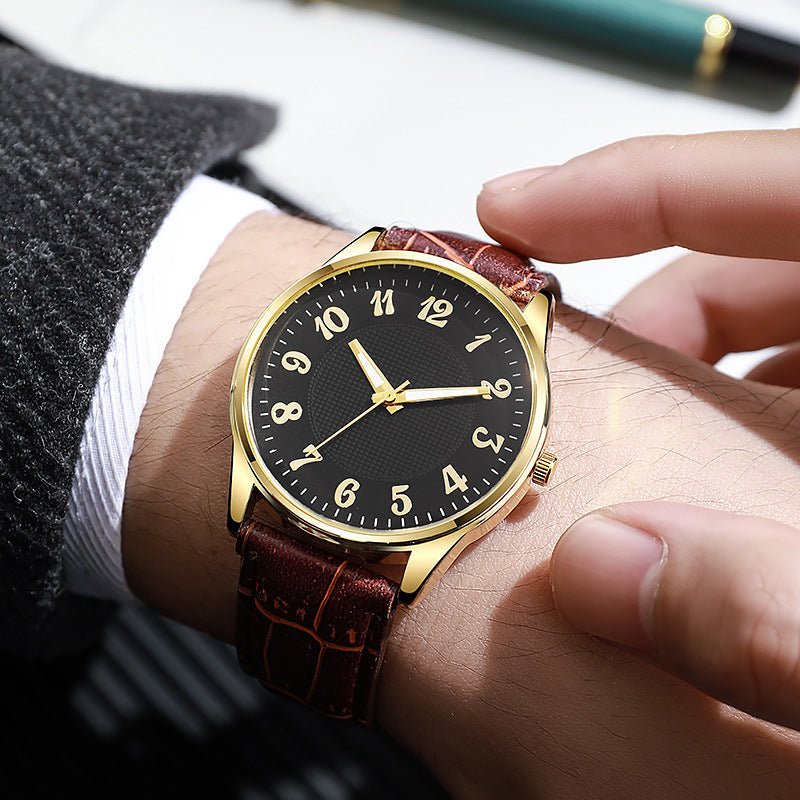 Quartz Mens Business-style Alloy Luminous Luxury Wristwatch With A Leather-band Feel - pokema610015b495a7666a52dca8e31bb3e7e8
