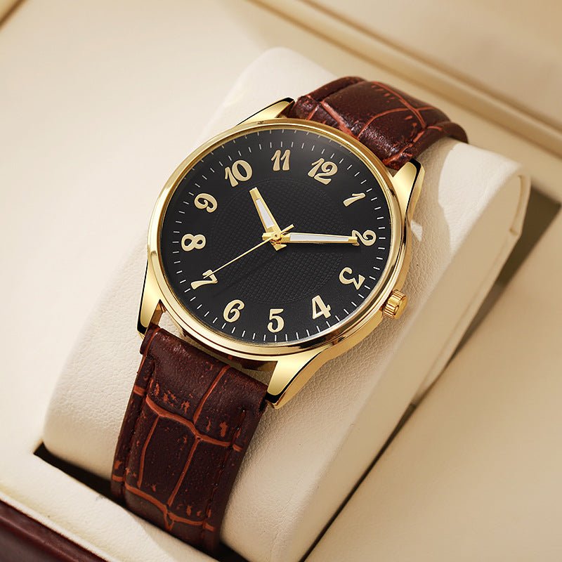 Quartz Mens Business-style Alloy Luminous Luxury Wristwatch With A Leather-band Feel - pokema7d26ee8989faa06b976926592819c6fc