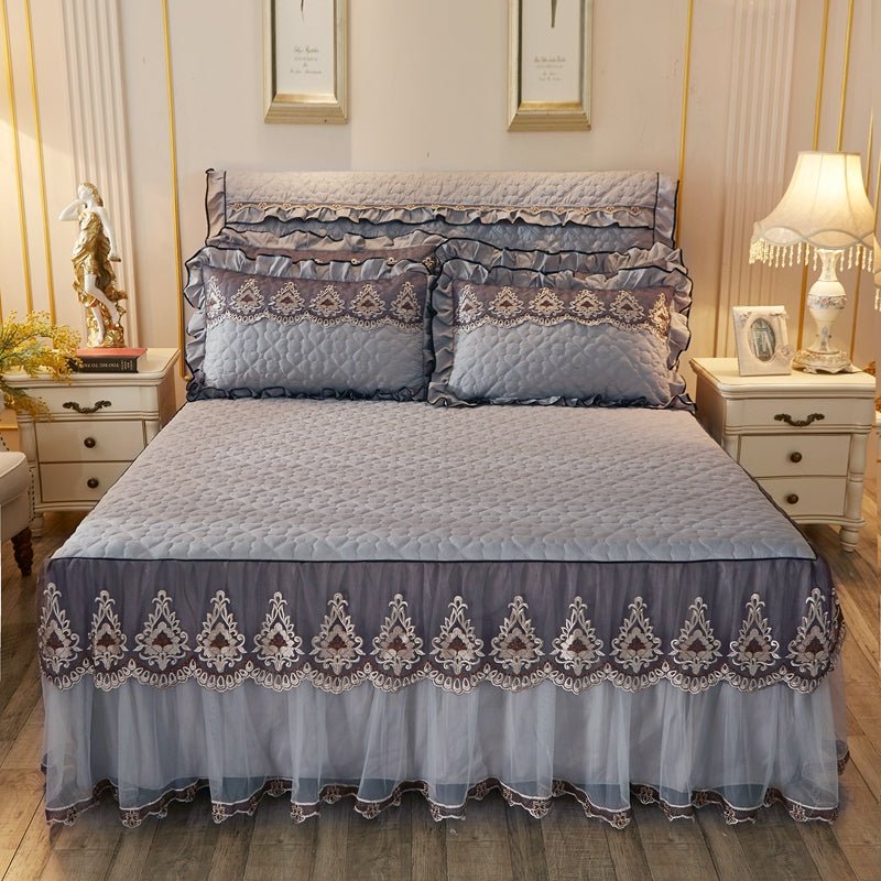 Quilted Lace Bed Skirt Bed Liner - pokemaf004ed429e6d029292d19789edd8d301