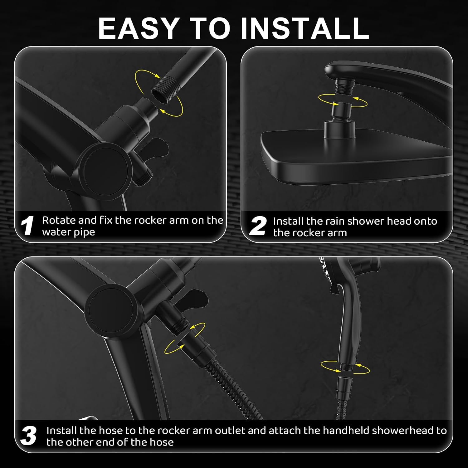 Rain Shower Head, Dual Shower Heads, Adjustable Integrated Bracket with Built-in Magnetic Base and Powerful Water Spray, with Handheld high-Pressure Spray Combination (Black). - pokemaRain Shower Head, Dual Shower Heads, Adjustable Integrated Bracket with Built-in Magnetic Base and Powerful Water Spray, with Handheld high-Pressure Spray Combination (Black).