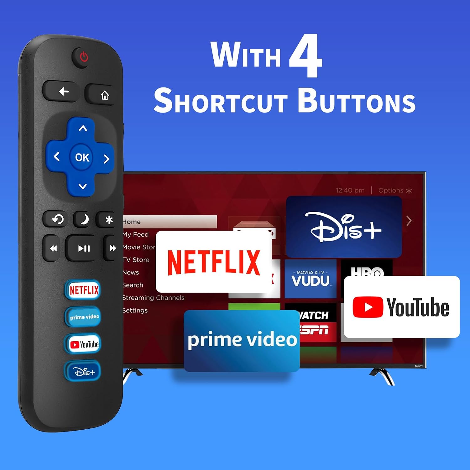 Replacement Remote for TCL Roku TV, Compatible with Hisense Insignia Sharp RCA Sanyo Westinghouse Onn Roku TV Remote, with Buttons for Netflix, YouTube, Dis+, Prime Video - pokemaReplacement Remote for TCL Roku TV, Compatible with Hisense Insignia Sharp RCA Sanyo Westinghouse Onn Roku TV Remote, with Buttons for Netflix, YouTube, Dis+, Prime Video