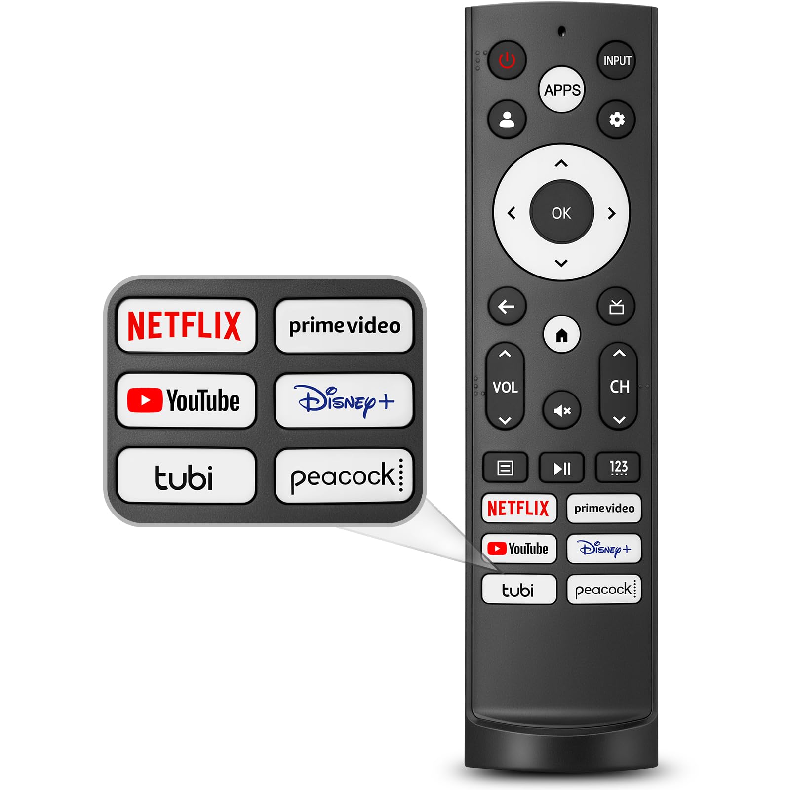 Replacement Remote for TCL Roku TV, Compatible with Hisense Insignia Sharp RCA Sanyo Westinghouse Onn Roku TV Remote, with Buttons for Netflix, YouTube, Dis+, Prime Video - pokemaReplacement Remote for TCL Roku TV, Compatible with Hisense Insignia Sharp RCA Sanyo Westinghouse Onn Roku TV Remote, with Buttons for Netflix, YouTube, Dis+, Prime Video