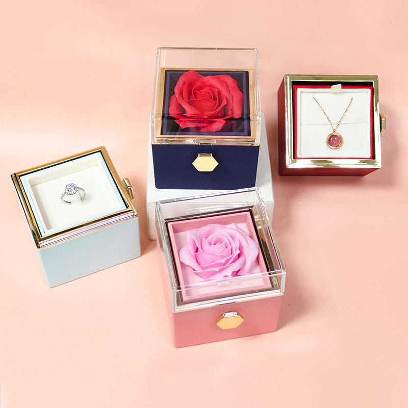 Rotating Soap Flower Rose Gift Box Creative Rotating Rose Jewelry Packaging Box Valentine's Day Gift For Women - pokema7da2faf46dab495785f13085eb68ef5