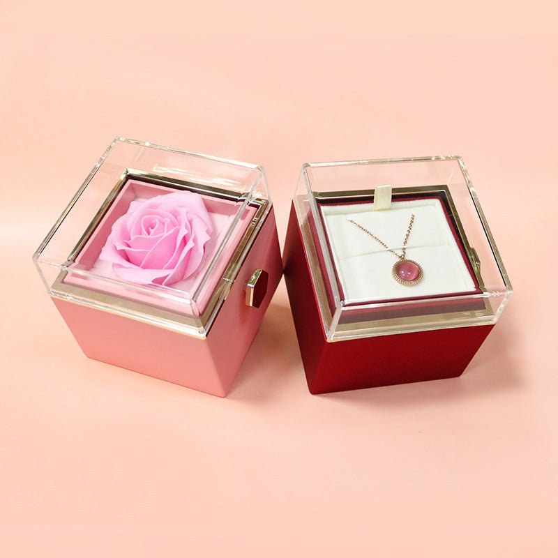 Rotating Soap Flower Rose Gift Box Creative Rotating Rose Jewelry Packaging Box Valentine's Day Gift For Women - pokemac19493dc4b0ba17356282ab498791f85