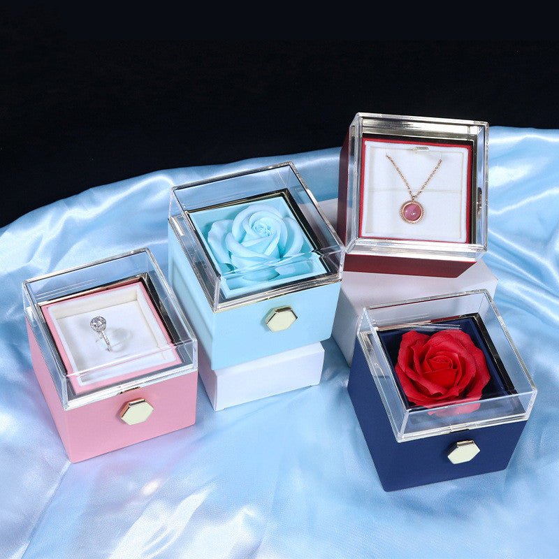 Rotating Soap Flower Rose Gift Box Creative Rotating Rose Jewelry Packaging Box Valentine's Day Gift For Women - pokemac8f810f953f6acca0099be90bf8d37e0
