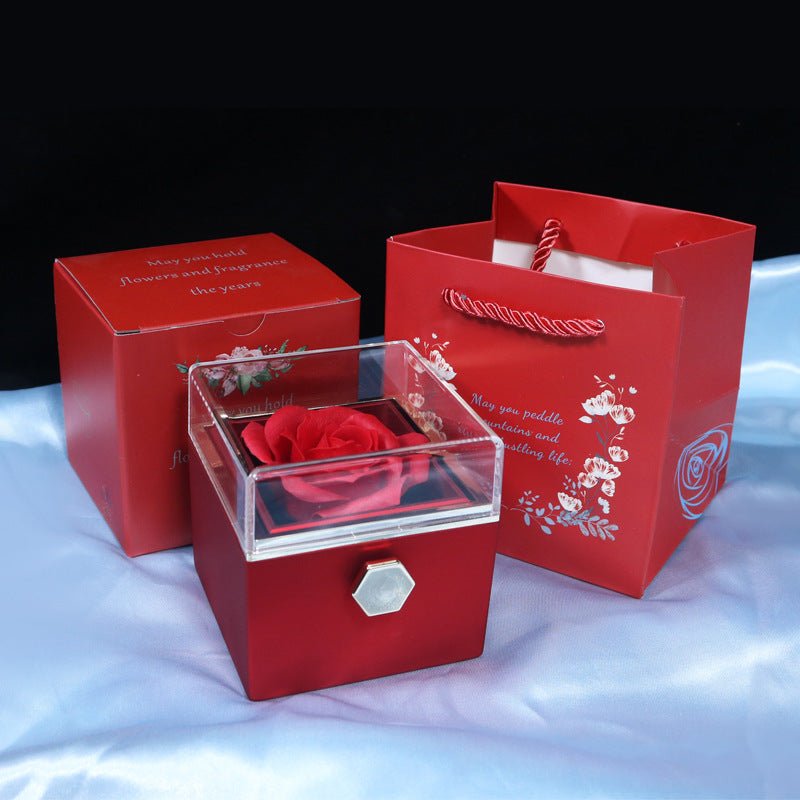 Rotating Soap Flower Rose Gift Box Creative Rotating Rose Jewelry Packaging Box Valentine's Day Gift For Women - pokemaa58aea7940b2967206050df0747f2fa8