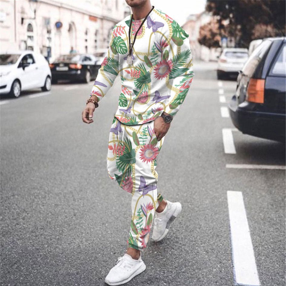 Round Neck T Shirt Long Sleeve Sports Pants Two Piece Set - pokemad53ea40b6d088638ac958f5a4375dd69