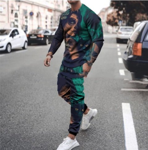 Round Neck T Shirt Long Sleeve Sports Pants Two Piece Set - pokemae133a363656d20b9e6a1547eb8bceed4