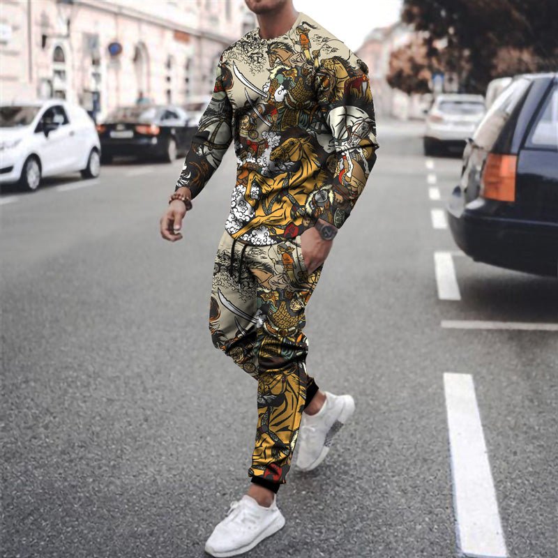 Round Neck T Shirt Long Sleeve Sports Pants Two Piece Set - pokema6a5ea4d15fb9fb155640103171b2a128