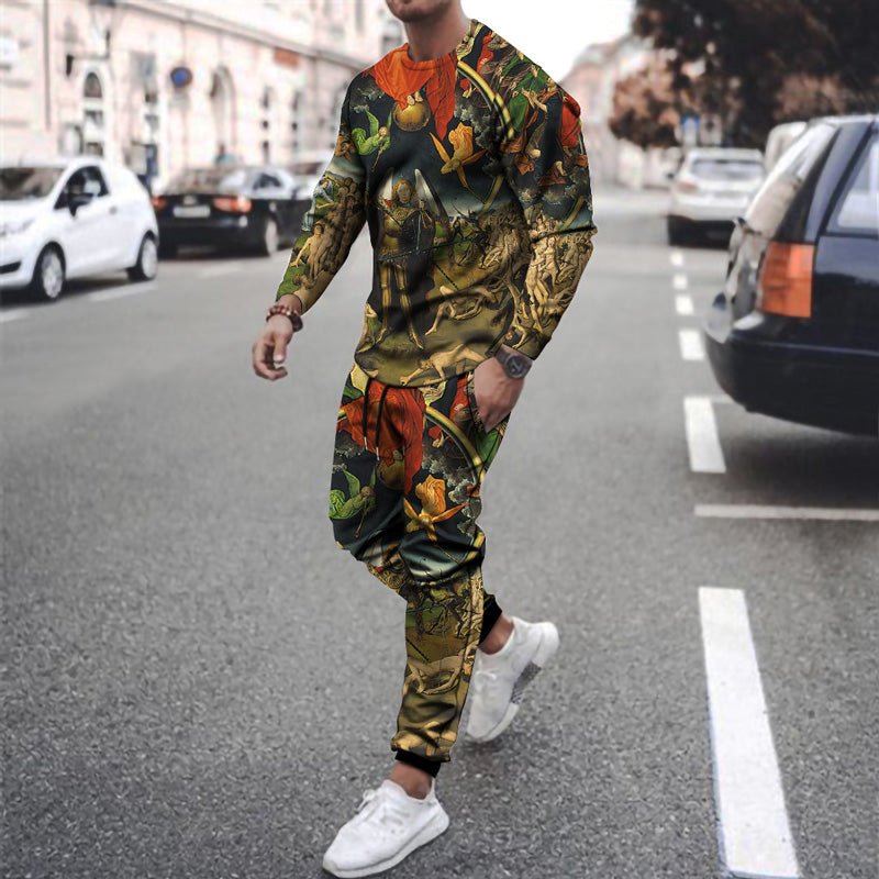 Round Neck T Shirt Long Sleeve Sports Pants Two Piece Set - pokemac689fbd3fb43bf86961b2b1e0b18326c