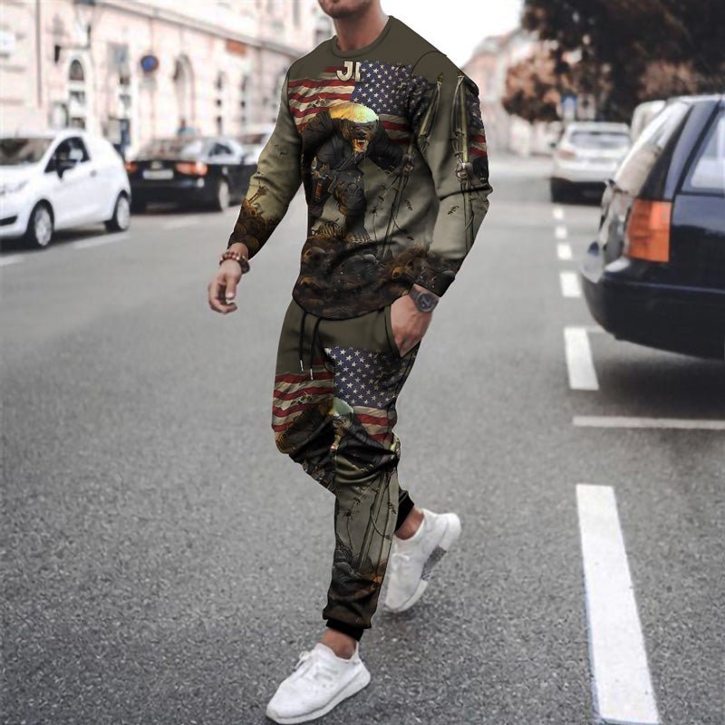Round Neck T Shirt Long Sleeve Sports Pants Two Piece Set - pokemaf91979c289eb740a359d1cf422059c0e