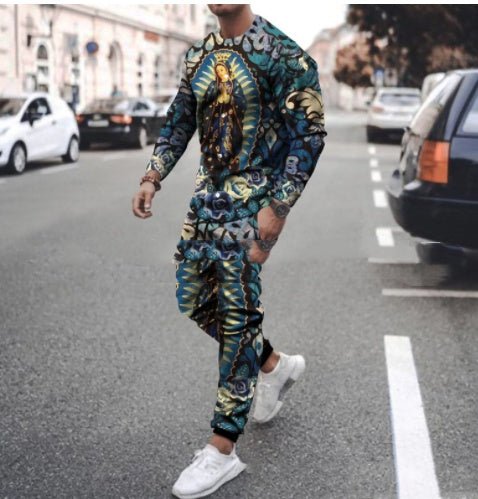 Round Neck T Shirt Long Sleeve Sports Pants Two Piece Set - pokema3810f3fe998cc71a9c6532c80dcd53f2