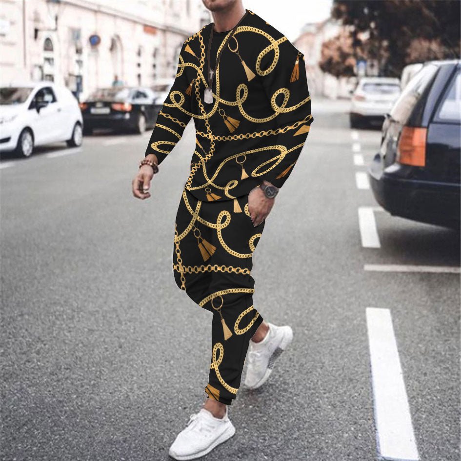 Round Neck T Shirt Long Sleeve Sports Pants Two Piece Set - pokemaf1b691caaad5efd972e5bd7c33b35684