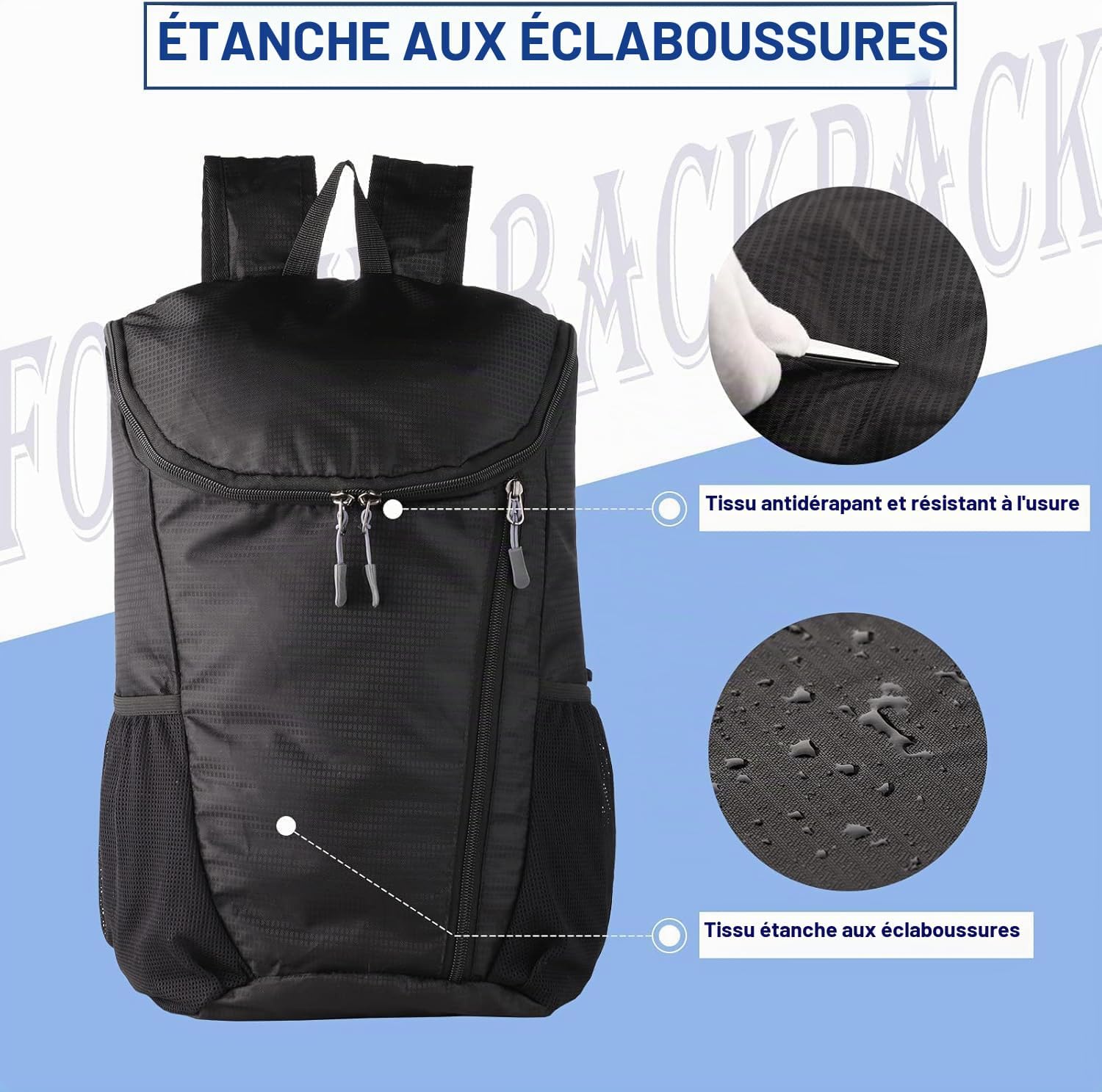 Sac à dos pliable léger compact pour l'extérieur - Sac de jour portable solide pour le sport de plein air - Idéal pour la randonnée - pokemaSac à dos pliable léger compact pour l'extérieur - Sac de jour portable solide pour le sport de plein air - Idéal pour la randonnée