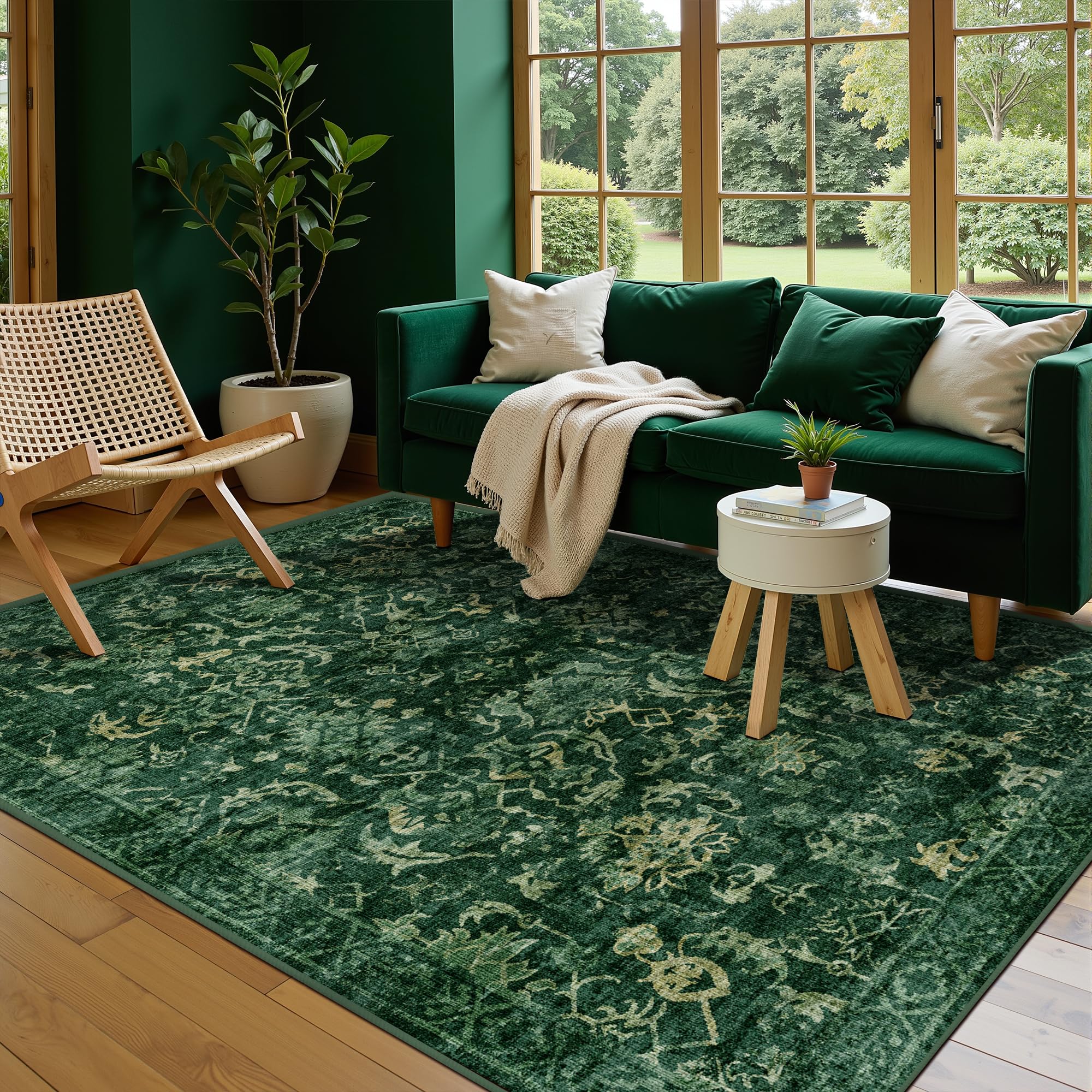 Sage Neutral Large Area Rug 9x12 for Living Room, Washable Rug for Dining Room Bedroom, Anti-Slip Low-Pile and Soft Accent Rug Farmhouse Office Home Decor Light Green - pokemaSage Neutral Large Area Rug 9x12 for Living Room, Washable Rug for Dining Room Bedroom, Anti-Slip Low-Pile and Soft Accent Rug Farmhouse Office Home Decor Light Green