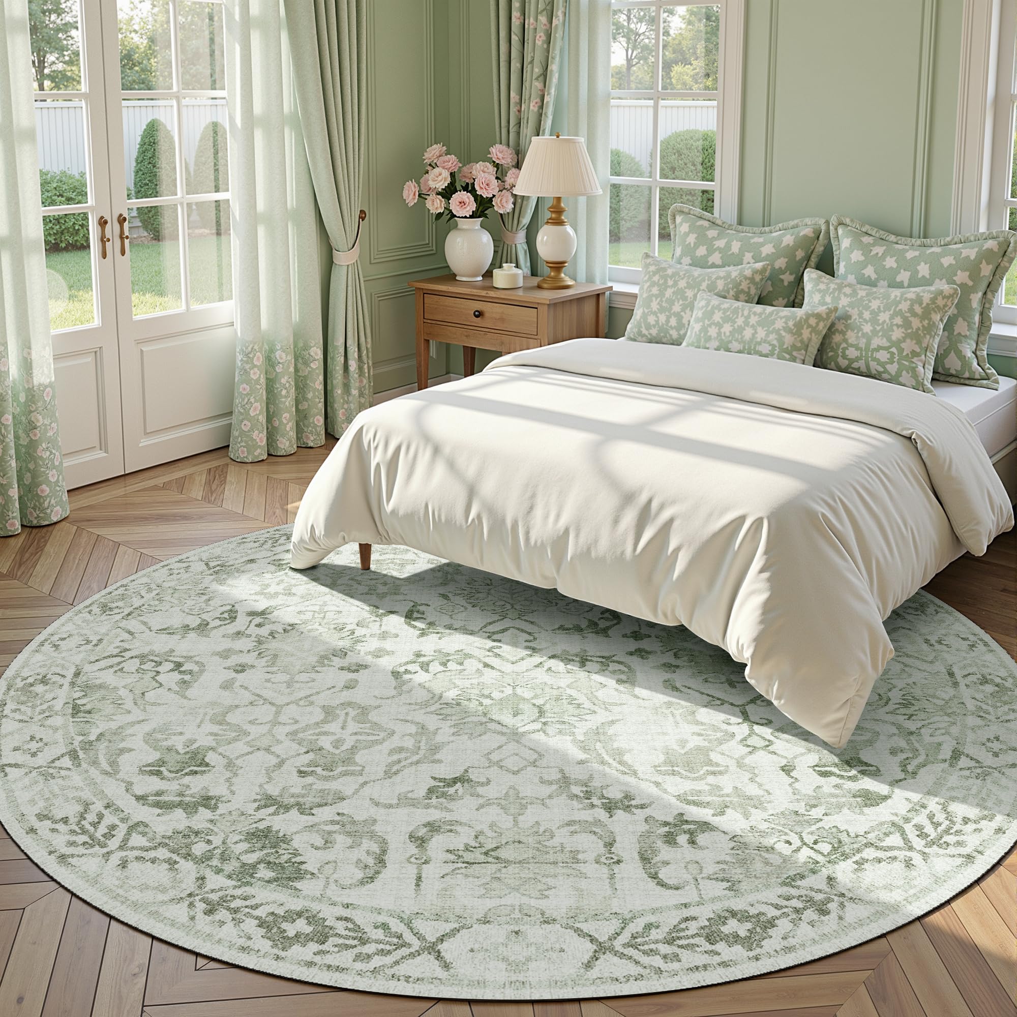 Sage Neutral Large Area Rug 9x12 for Living Room, Washable Rug for Dining Room Bedroom, Anti-Slip Low-Pile and Soft Accent Rug Farmhouse Office Home Decor Light Green - pokemaSage Neutral Large Area Rug 9x12 for Living Room, Washable Rug for Dining Room Bedroom, Anti-Slip Low-Pile and Soft Accent Rug Farmhouse Office Home Decor Light Green
