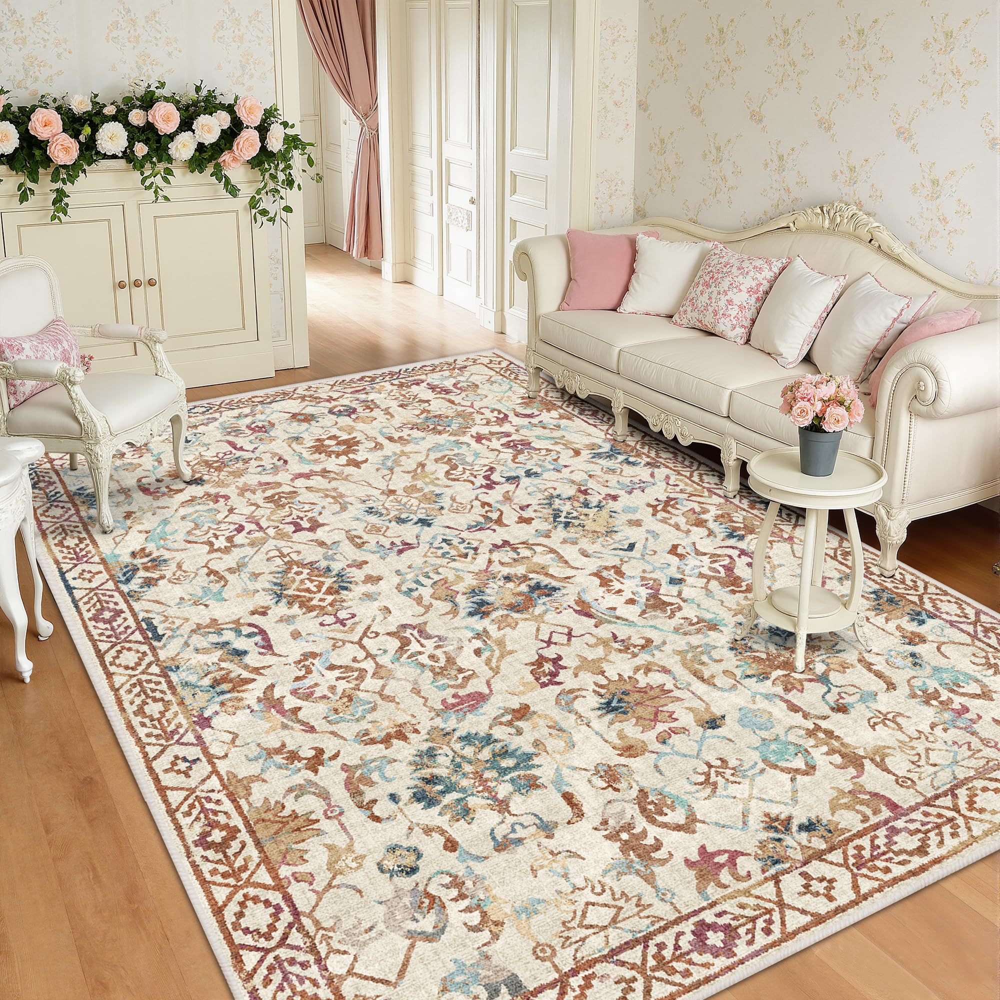 Sage Neutral Large Area Rug 9x12 for Living Room, Washable Rug for Dining Room Bedroom, Anti-Slip Low-Pile and Soft Accent Rug Farmhouse Office Home Decor Light Green - pokemaSage Neutral Large Area Rug 9x12 for Living Room, Washable Rug for Dining Room Bedroom, Anti-Slip Low-Pile and Soft Accent Rug Farmhouse Office Home Decor Light Green