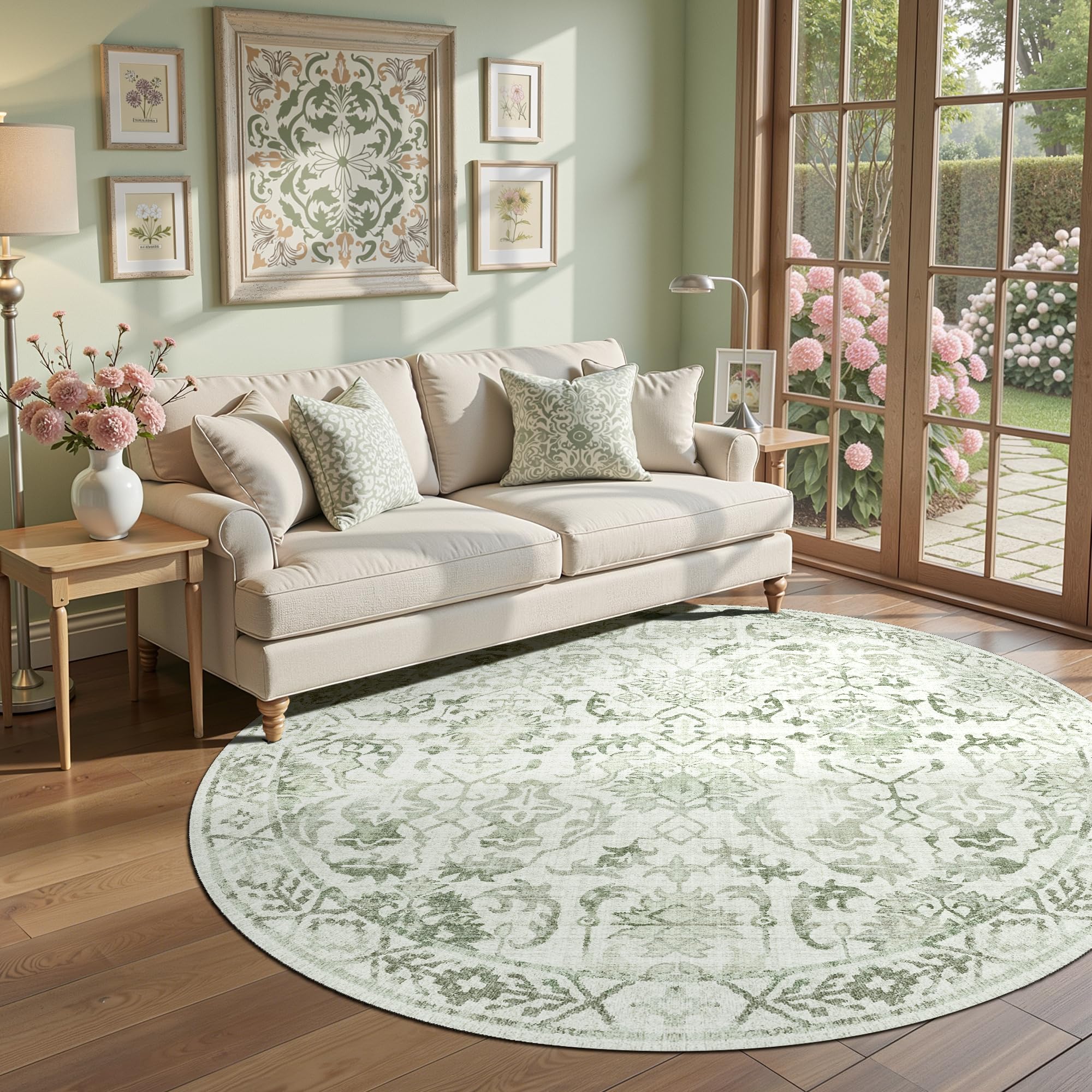 Sage Neutral Large Area Rug 9x12 for Living Room, Washable Rug for Dining Room Bedroom, Anti-Slip Low-Pile and Soft Accent Rug Farmhouse Office Home Decor Light Green - pokemaSage Neutral Large Area Rug 9x12 for Living Room, Washable Rug for Dining Room Bedroom, Anti-Slip Low-Pile and Soft Accent Rug Farmhouse Office Home Decor Light Green