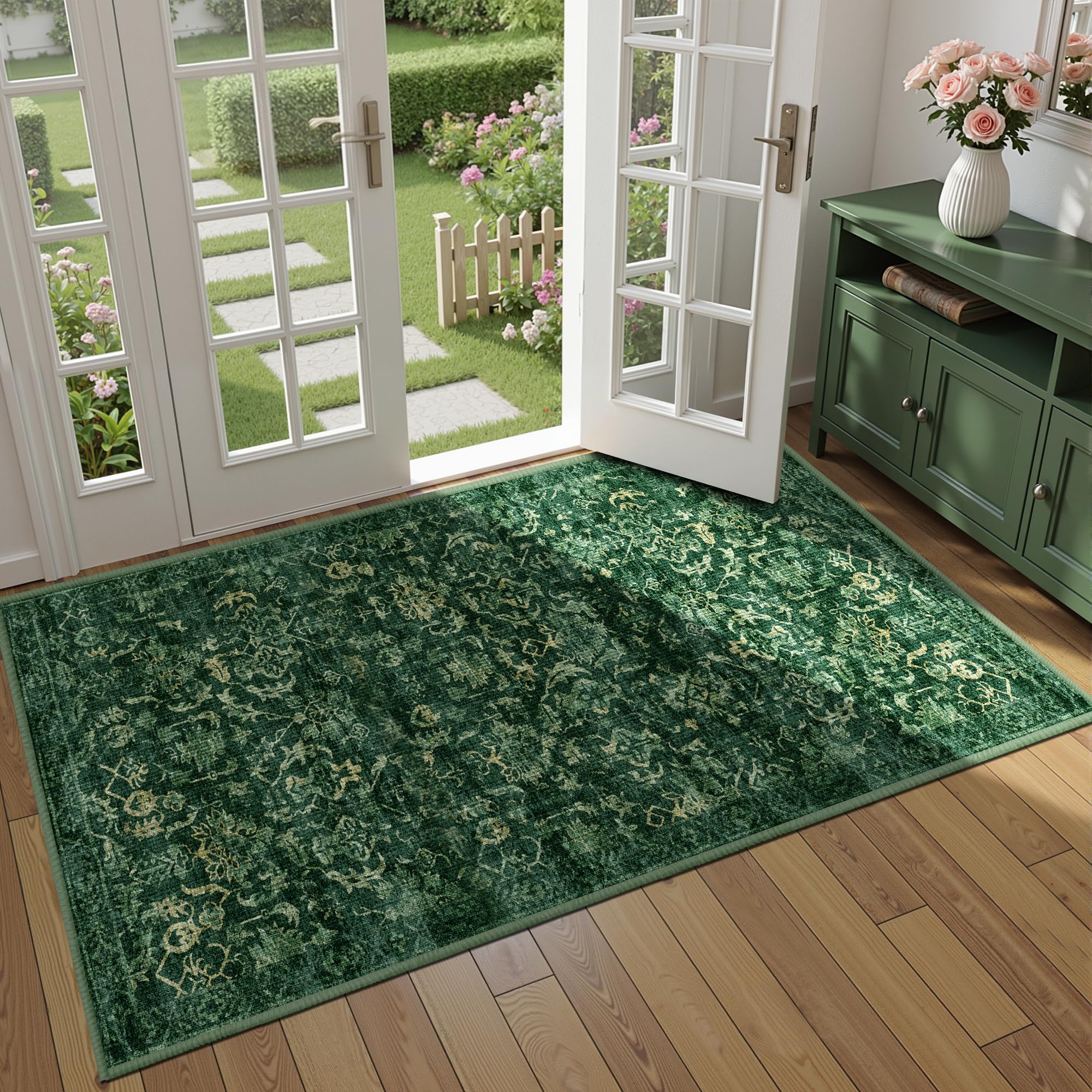 Sage Neutral Large Area Rug 9x12 for Living Room, Washable Rug for Dining Room Bedroom, Anti-Slip Low-Pile and Soft Accent Rug Farmhouse Office Home Decor Light Green - pokemaSage Neutral Large Area Rug 9x12 for Living Room, Washable Rug for Dining Room Bedroom, Anti-Slip Low-Pile and Soft Accent Rug Farmhouse Office Home Decor Light Green